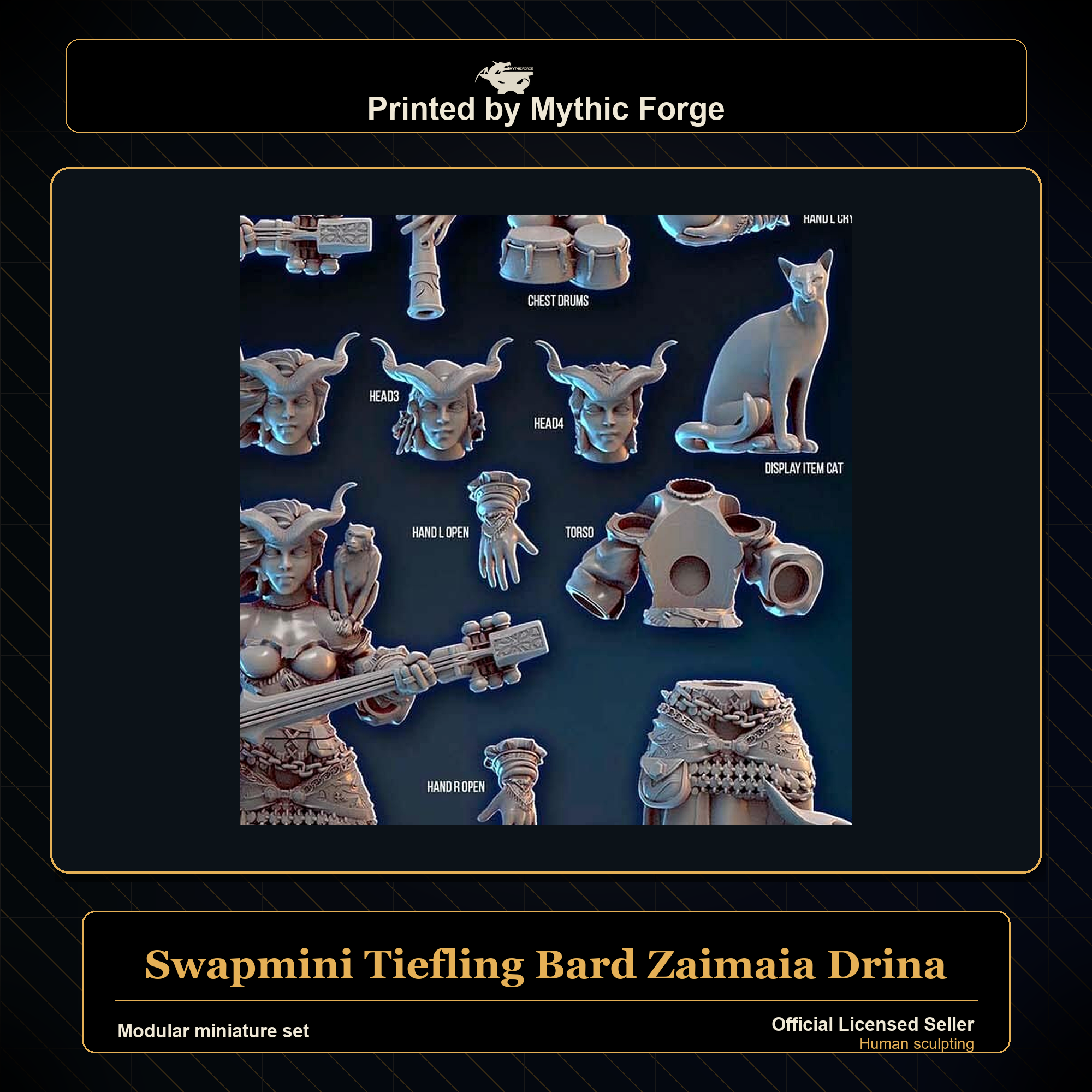 Modular RPG - Swapmini Tiefling Bard - Zaimaia Drina - Bundle modular miniature modular miniature set printed by Mythic Forge