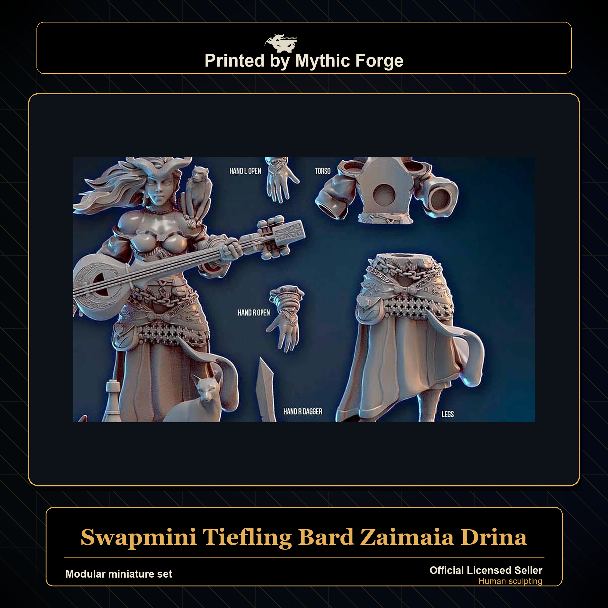 Modular RPG - Swapmini Tiefling Bard - Zaimaia Drina - Bundle modular miniature modular miniature set printed by Mythic Forge