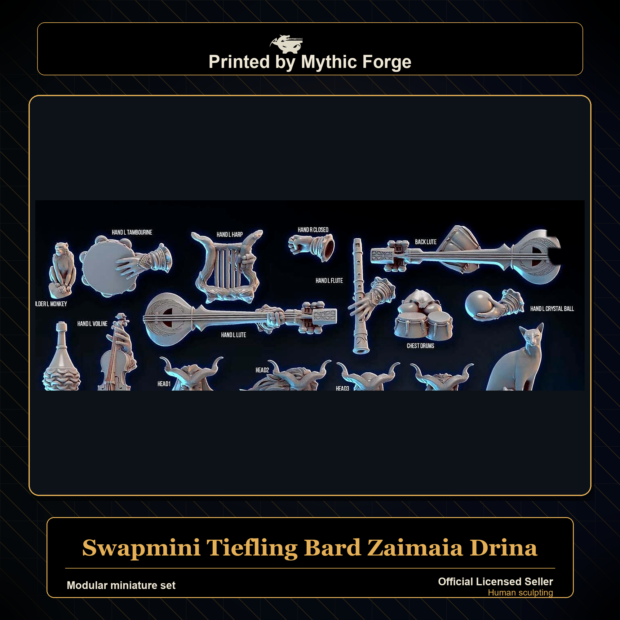 Modular RPG - Swapmini Tiefling Bard - Zaimaia Drina - Bundle modular miniature modular miniature set printed by Mythic Forge