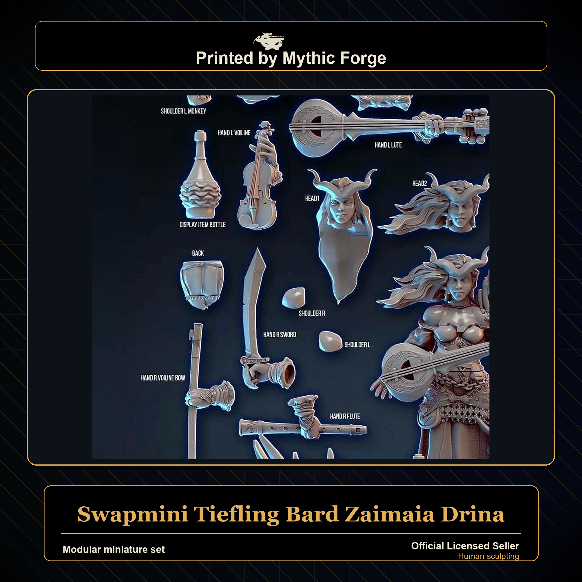 Modular RPG - Swapmini Tiefling Bard - Zaimaia Drina - Bundle modular miniature modular miniature set printed by Mythic Forge