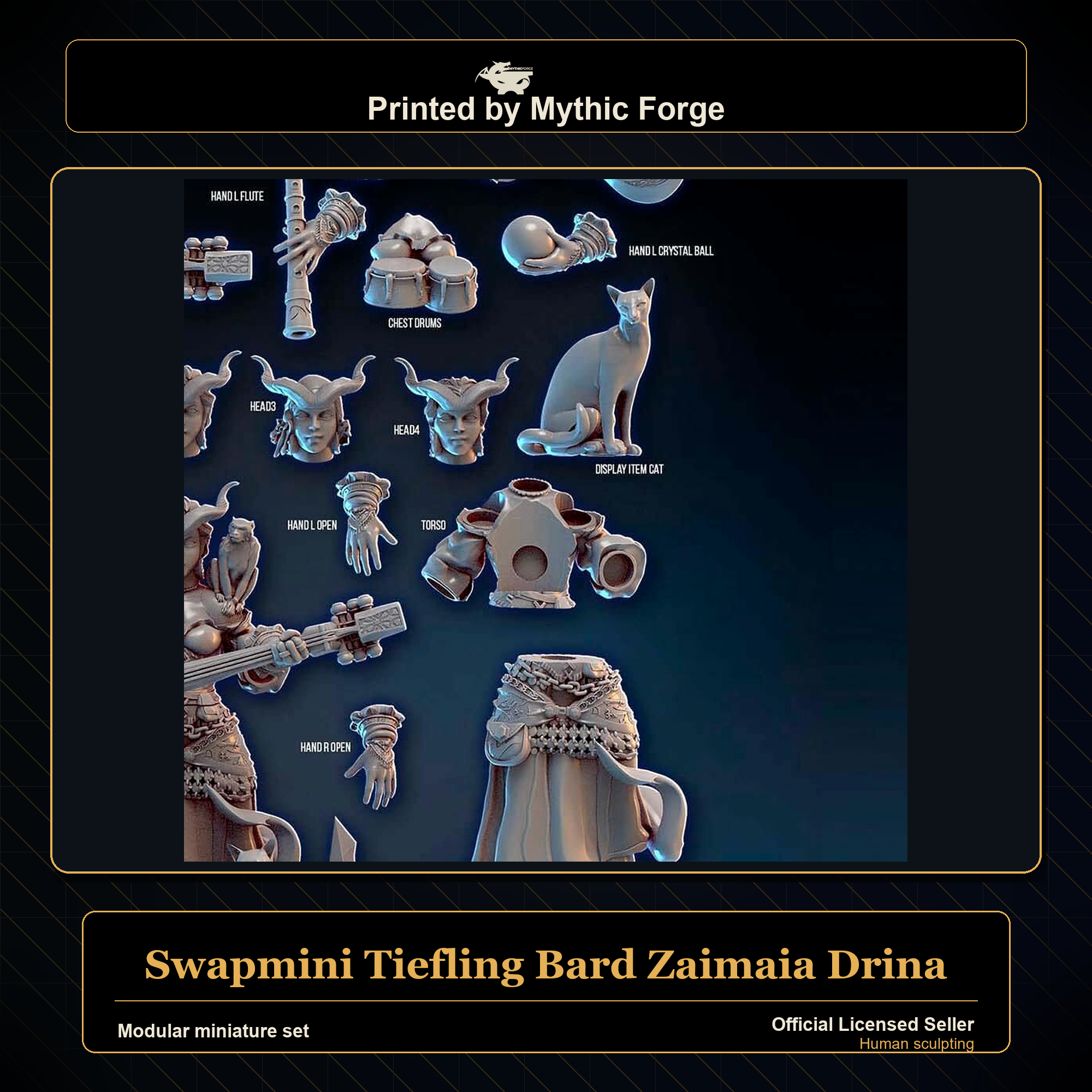 Modular RPG - Swapmini Tiefling Bard - Zaimaia Drina - Bundle modular miniature modular miniature set printed by Mythic Forge