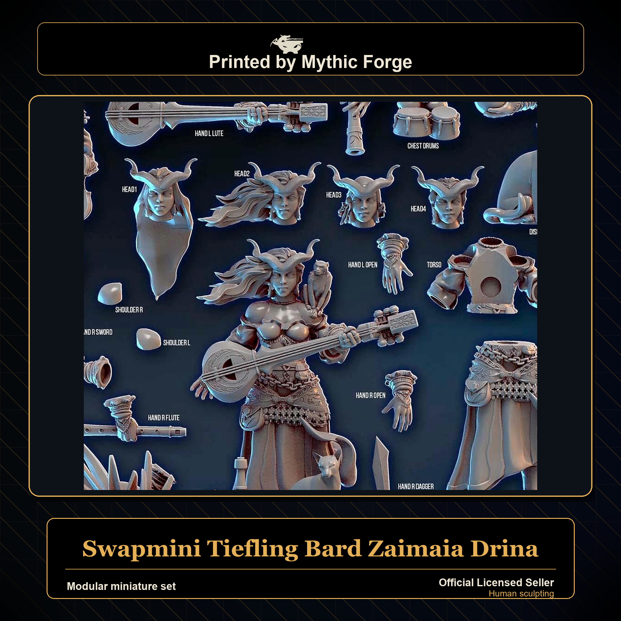 Modular RPG - Swapmini Tiefling Bard - Zaimaia Drina - Bundle modular miniature modular miniature set printed by Mythic Forge