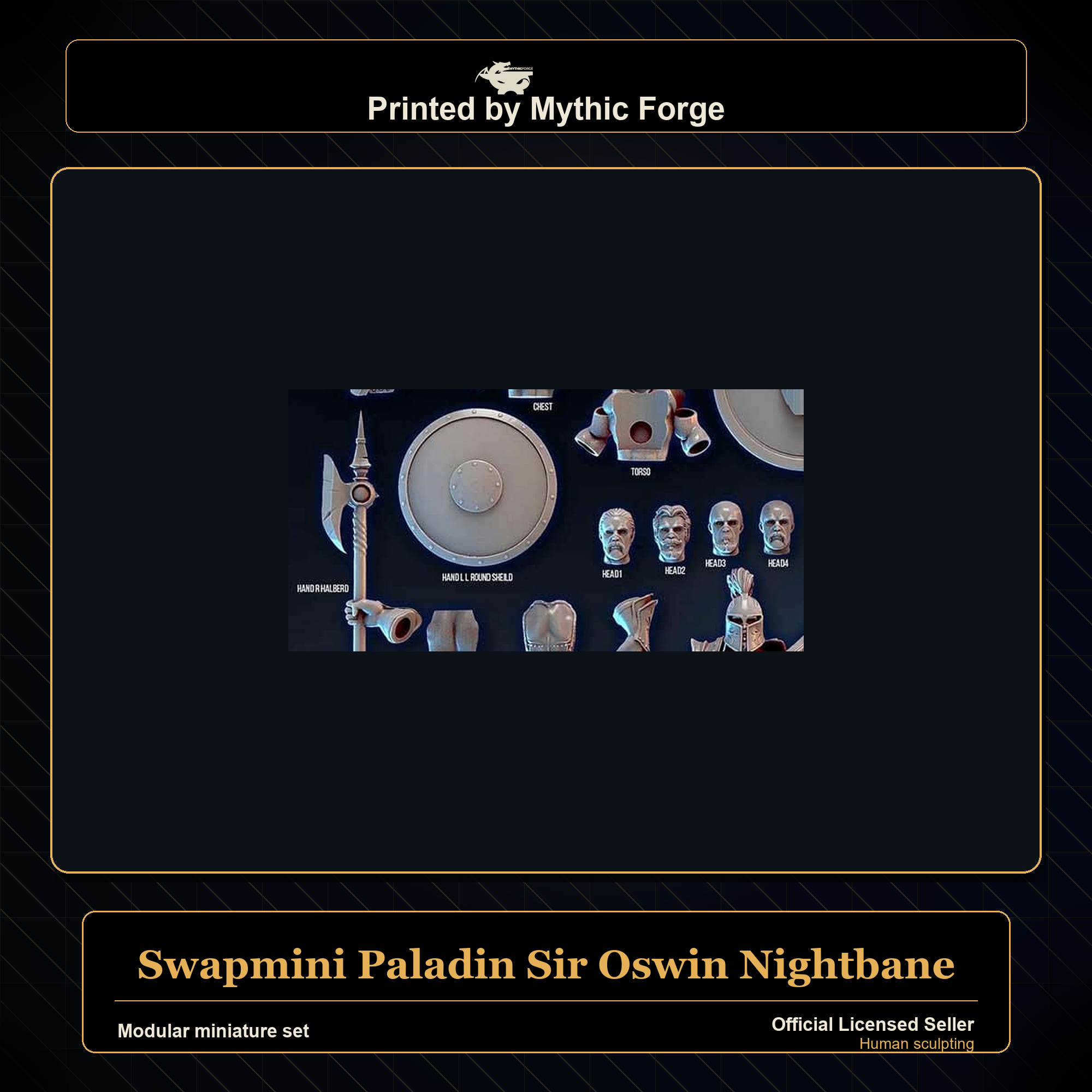 Modular RPG - Swapmini Paladin - Sir Oswin Nightbane - Bundle modular miniature modular miniature set printed by Mythic Forge