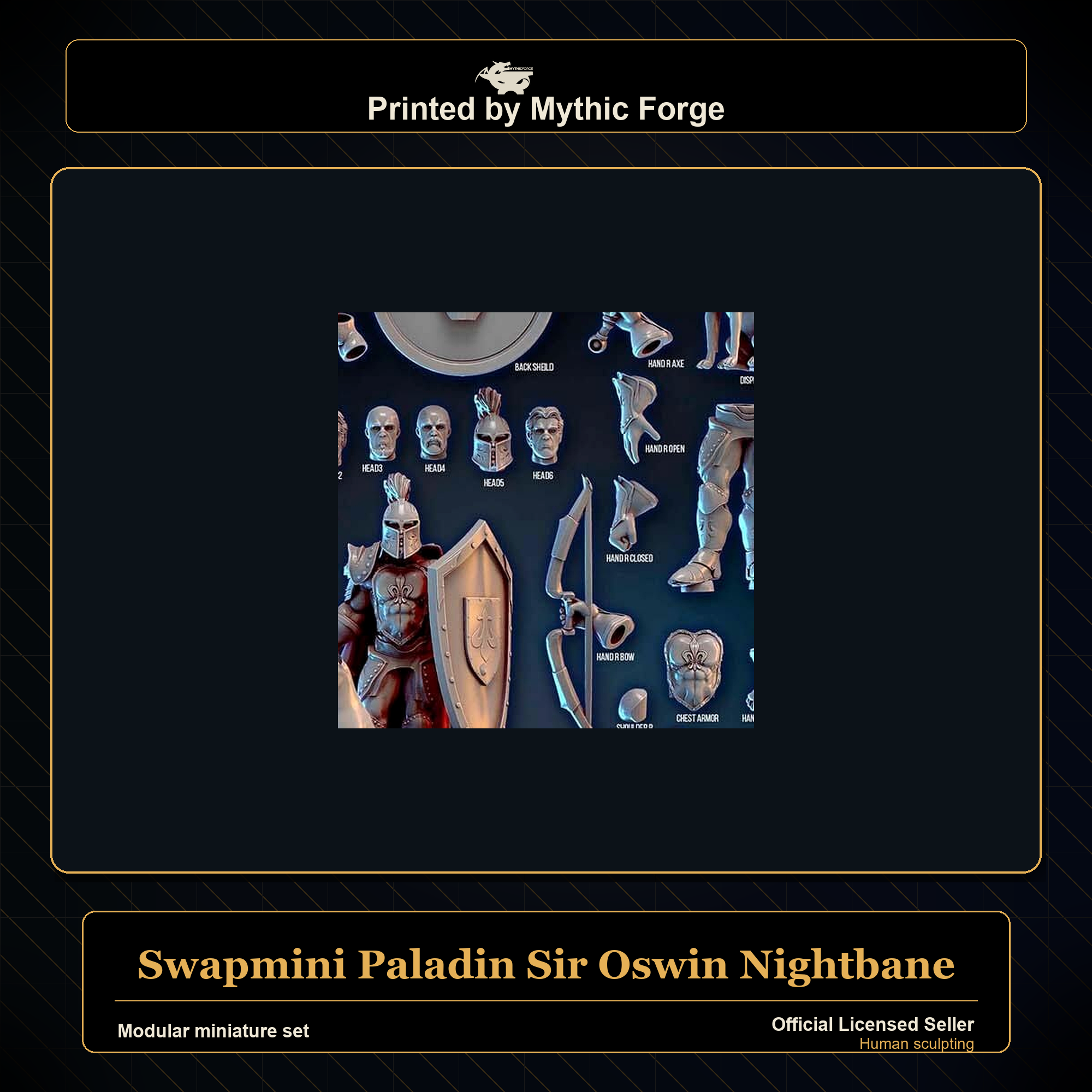 Modular RPG - Swapmini Paladin - Sir Oswin Nightbane - Bundle modular miniature modular miniature set printed by Mythic Forge