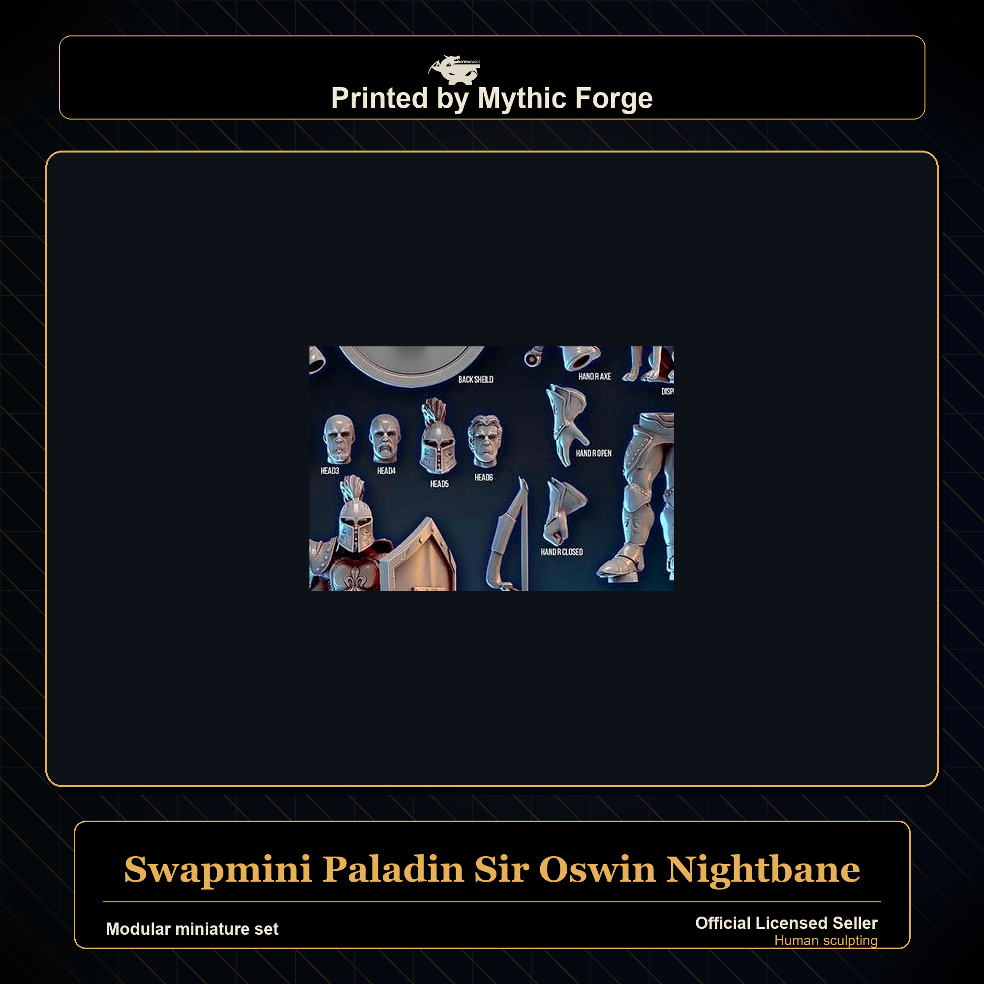 Modular RPG - Swapmini Paladin - Sir Oswin Nightbane - Bundle modular miniature modular miniature set printed by Mythic Forge