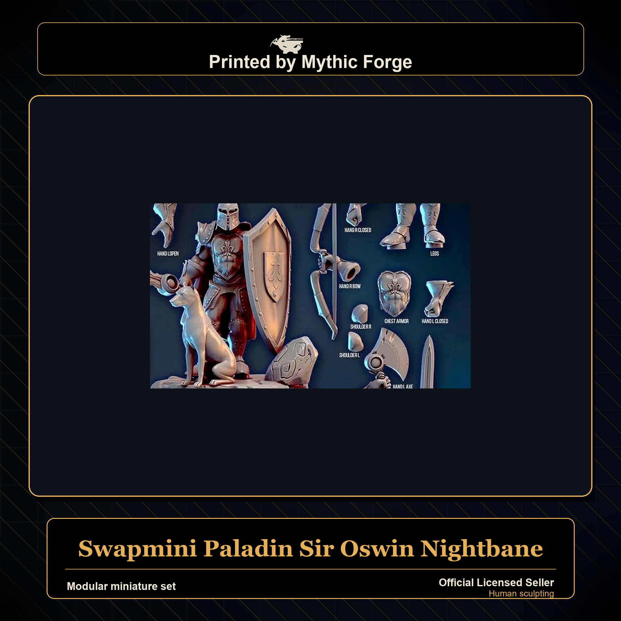 Modular RPG - Swapmini Paladin - Sir Oswin Nightbane - Bundle modular miniature modular miniature set printed by Mythic Forge