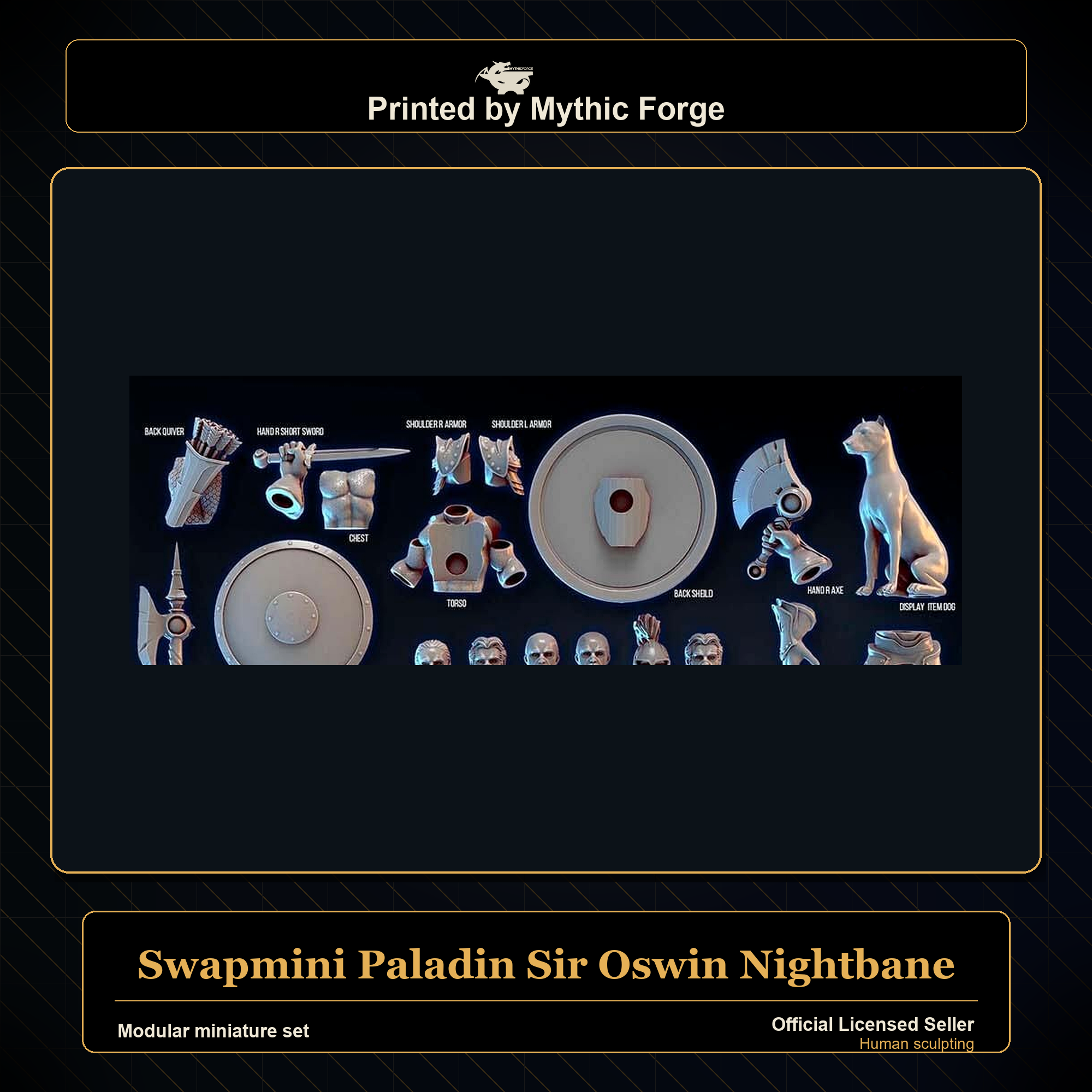 Modular RPG - Swapmini Paladin - Sir Oswin Nightbane - Bundle modular miniature modular miniature set printed by Mythic Forge