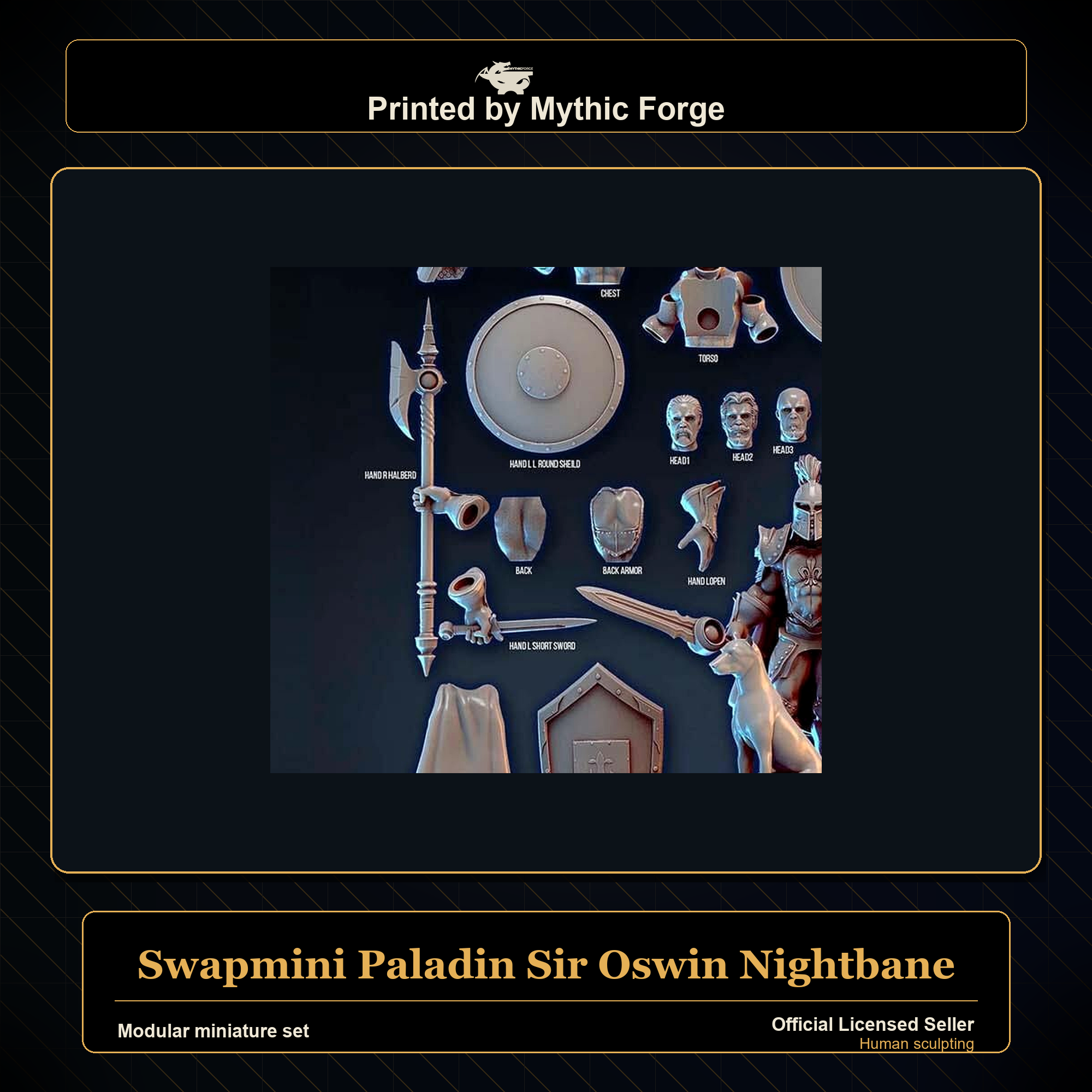 Modular RPG - Swapmini Paladin - Sir Oswin Nightbane - Bundle modular miniature modular miniature set printed by Mythic Forge