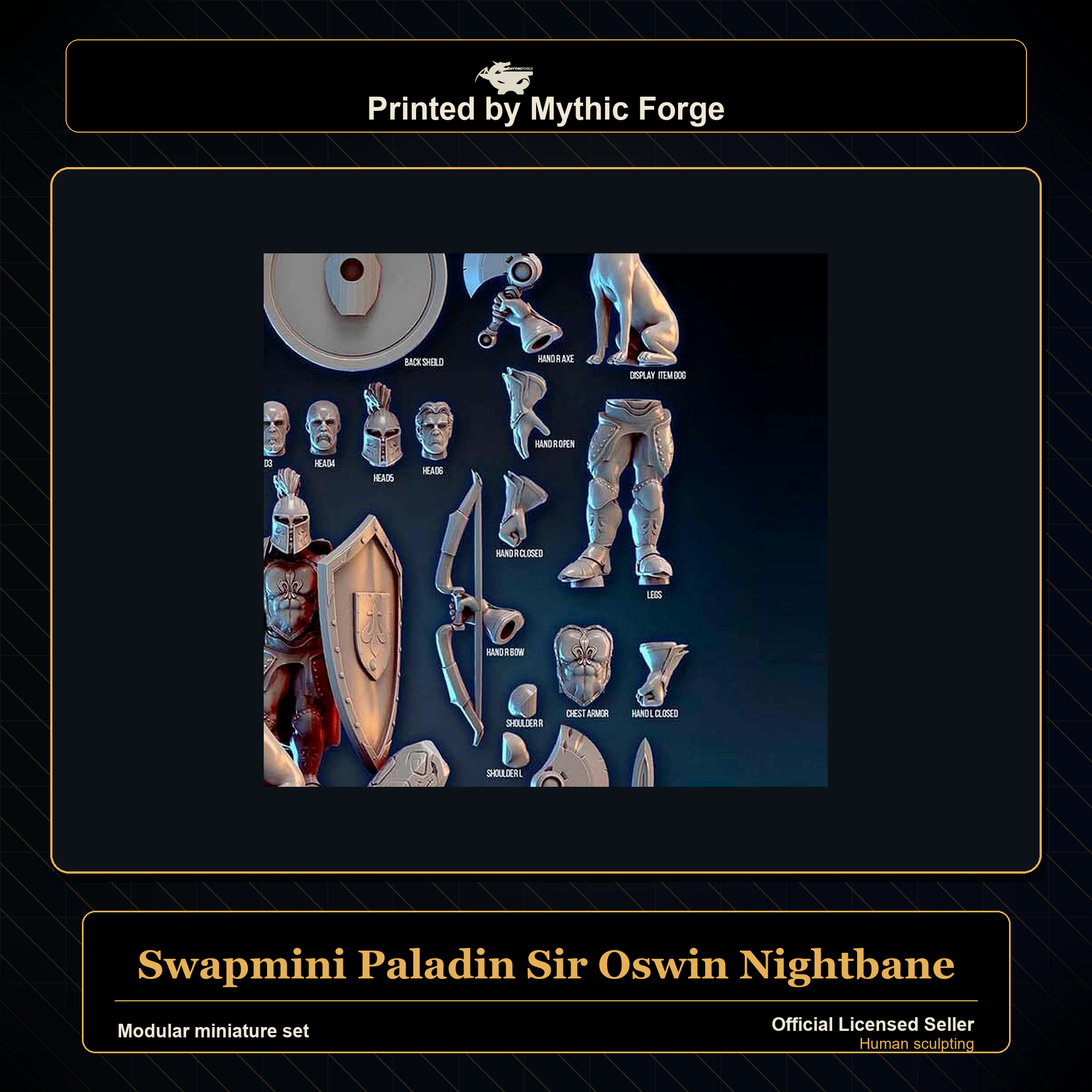 Modular RPG - Swapmini Paladin - Sir Oswin Nightbane - Bundle modular miniature modular miniature set printed by Mythic Forge