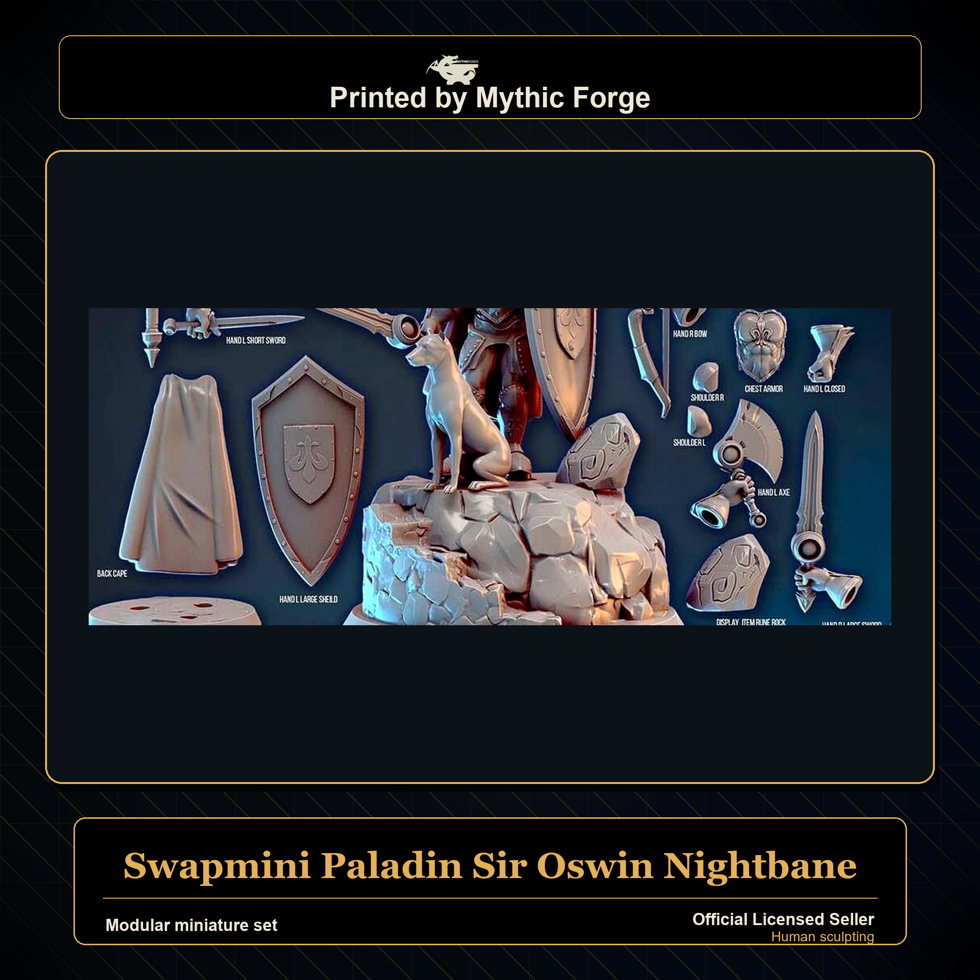 Modular RPG - Swapmini Paladin - Sir Oswin Nightbane - Bundle modular miniature modular miniature set printed by Mythic Forge