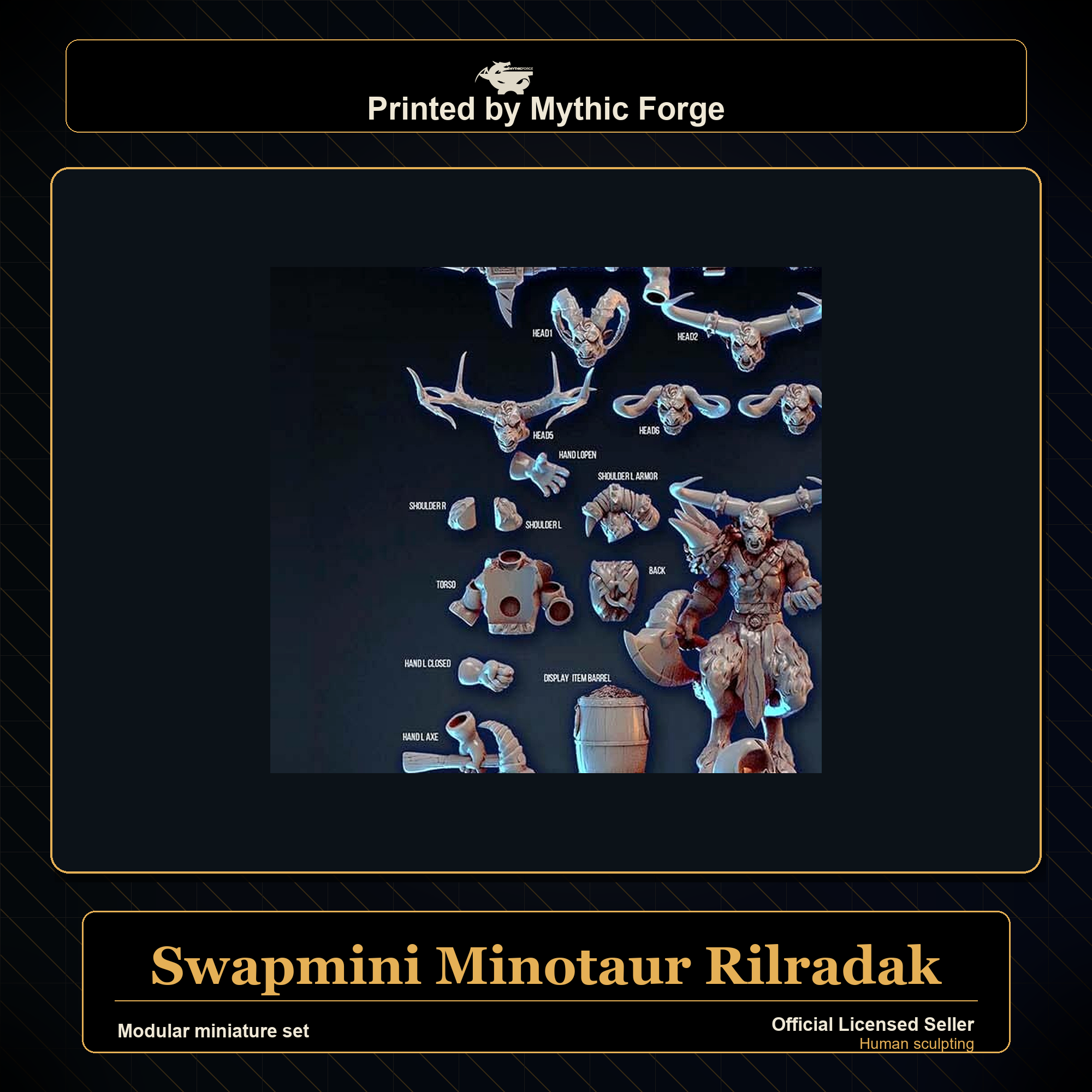 Modular RPG - Swapmini Minotaur - Rilradak - Bundle modular miniature modular miniature set printed by Mythic Forge