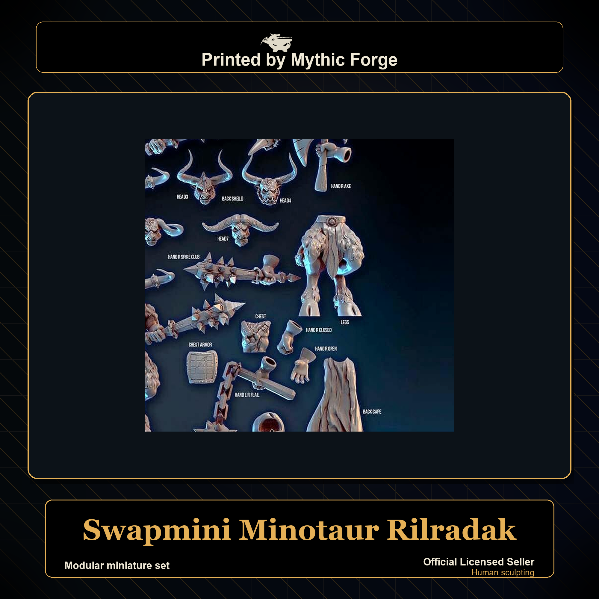 Modular RPG - Swapmini Minotaur - Rilradak - Bundle modular miniature modular miniature set printed by Mythic Forge