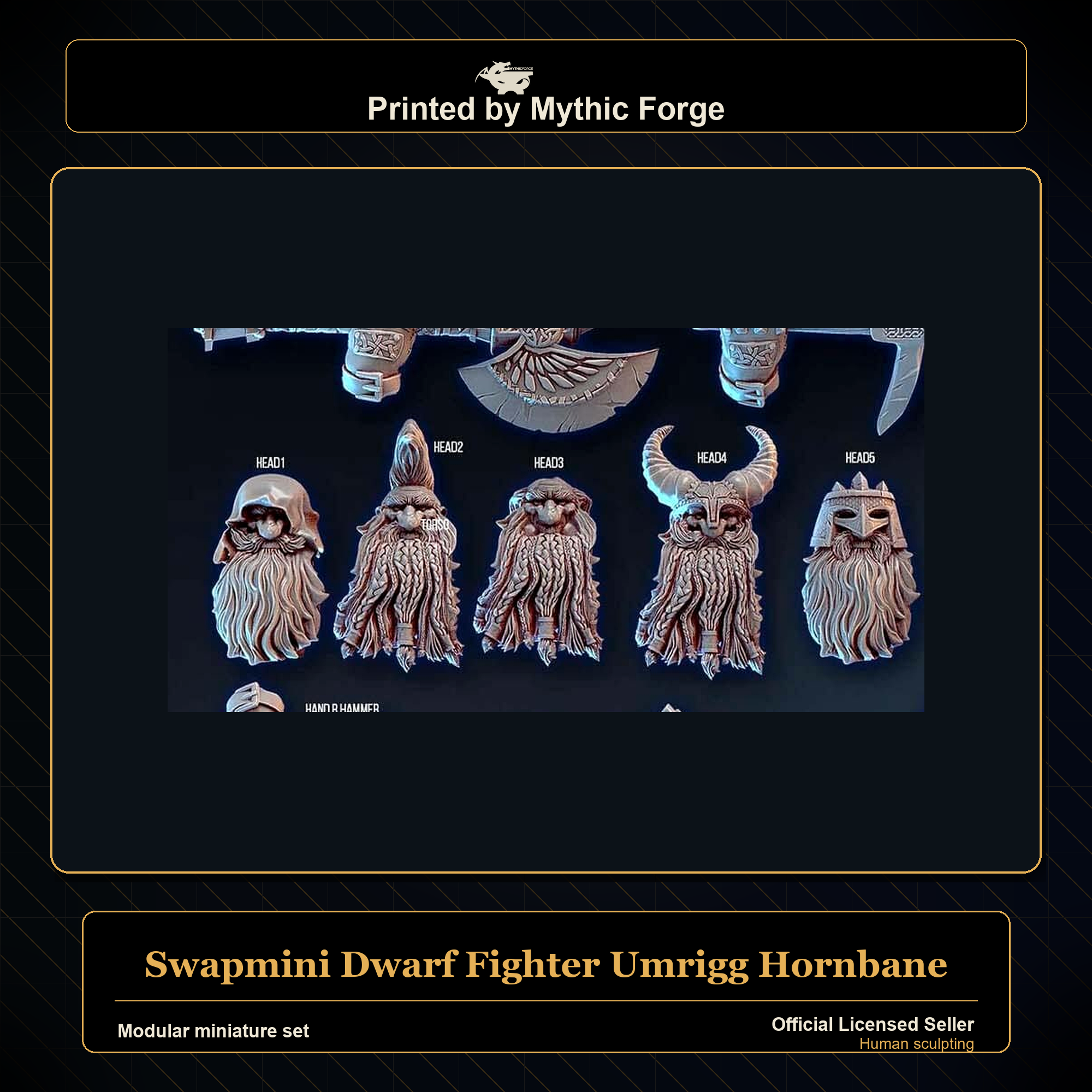 Modular RPG - Swapmini Dwarf Fighter - Umrigg Hornbane - Bundle modular miniature modular miniature set printed by Mythic Forge