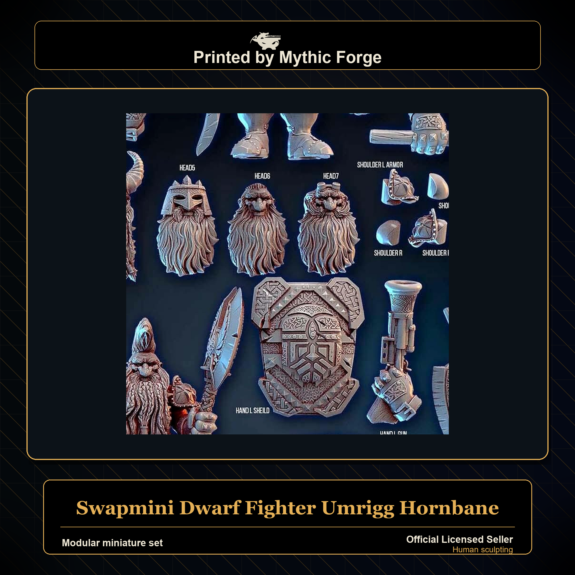 Modular RPG - Swapmini Dwarf Fighter - Umrigg Hornbane - Bundle modular miniature modular miniature set printed by Mythic Forge