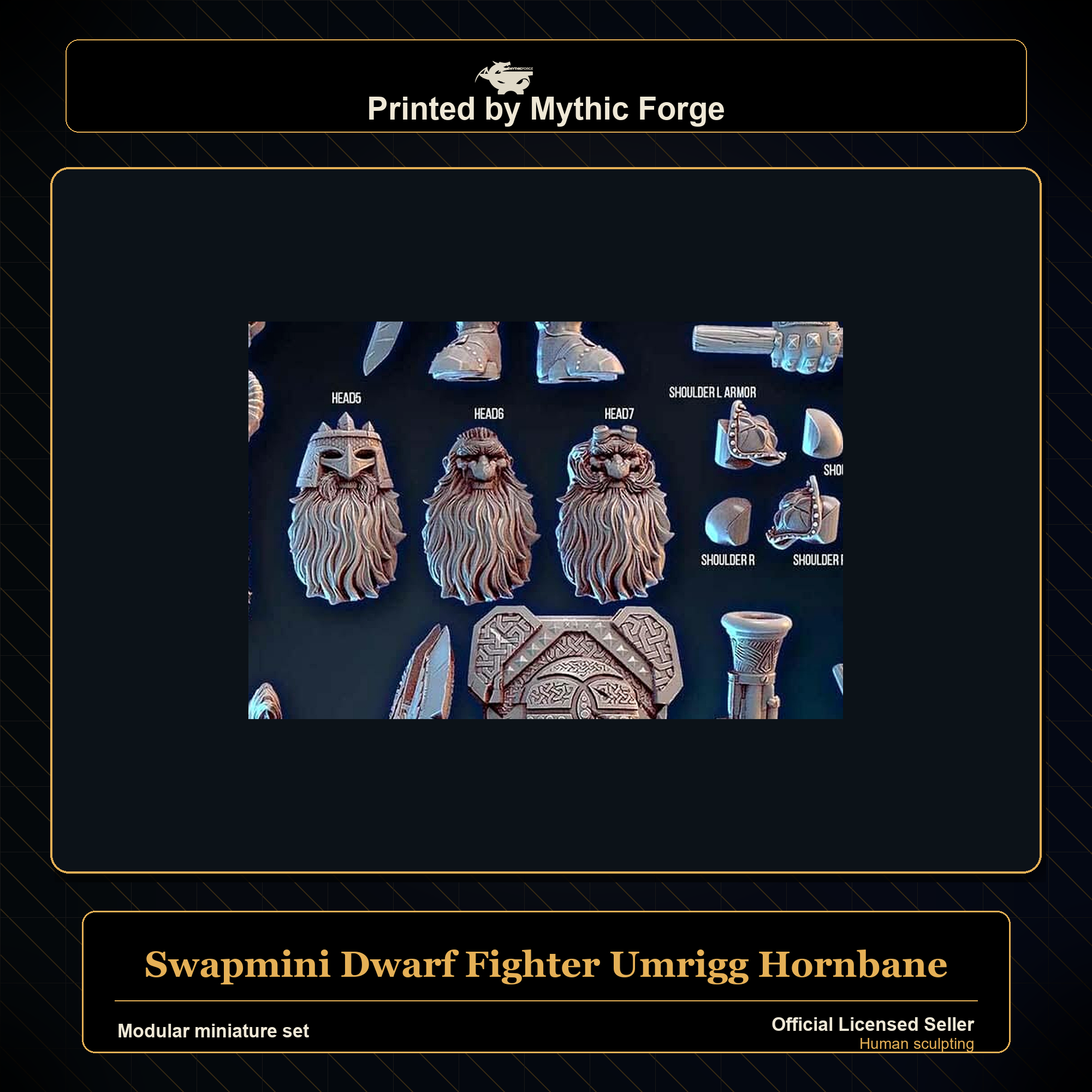 Modular RPG - Swapmini Dwarf Fighter - Umrigg Hornbane - Bundle modular miniature modular miniature set printed by Mythic Forge