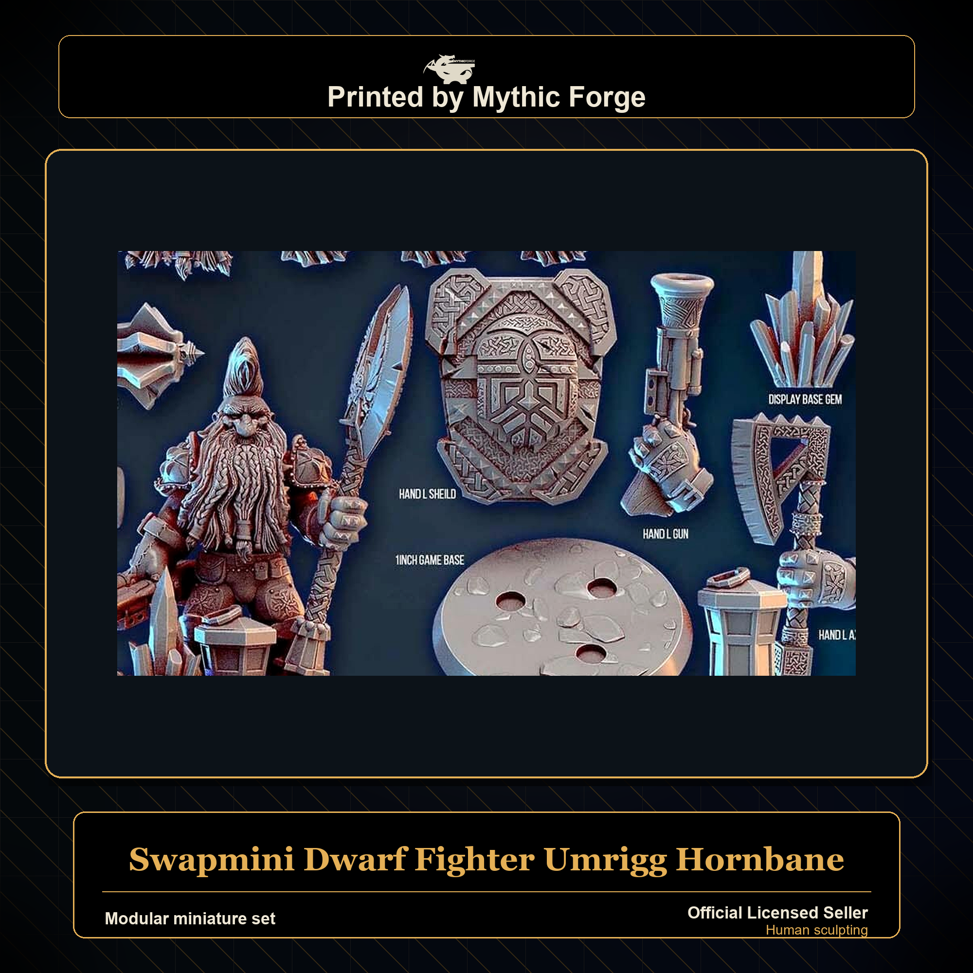 Modular RPG - Swapmini Dwarf Fighter - Umrigg Hornbane - Bundle modular miniature modular miniature set printed by Mythic Forge