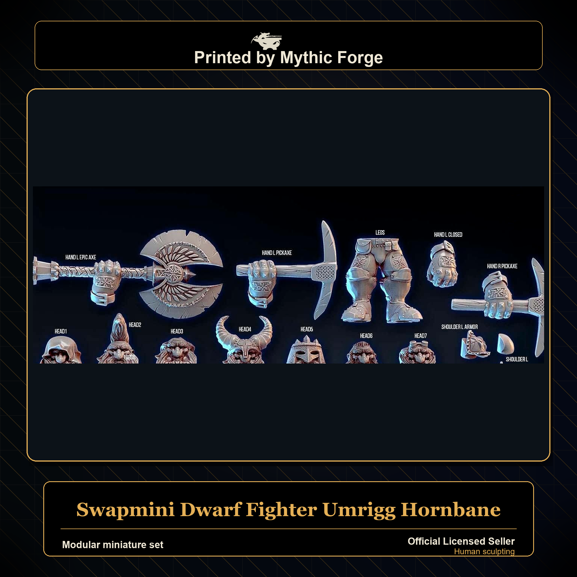 Modular RPG - Swapmini Dwarf Fighter - Umrigg Hornbane - Bundle modular miniature modular miniature set printed by Mythic Forge