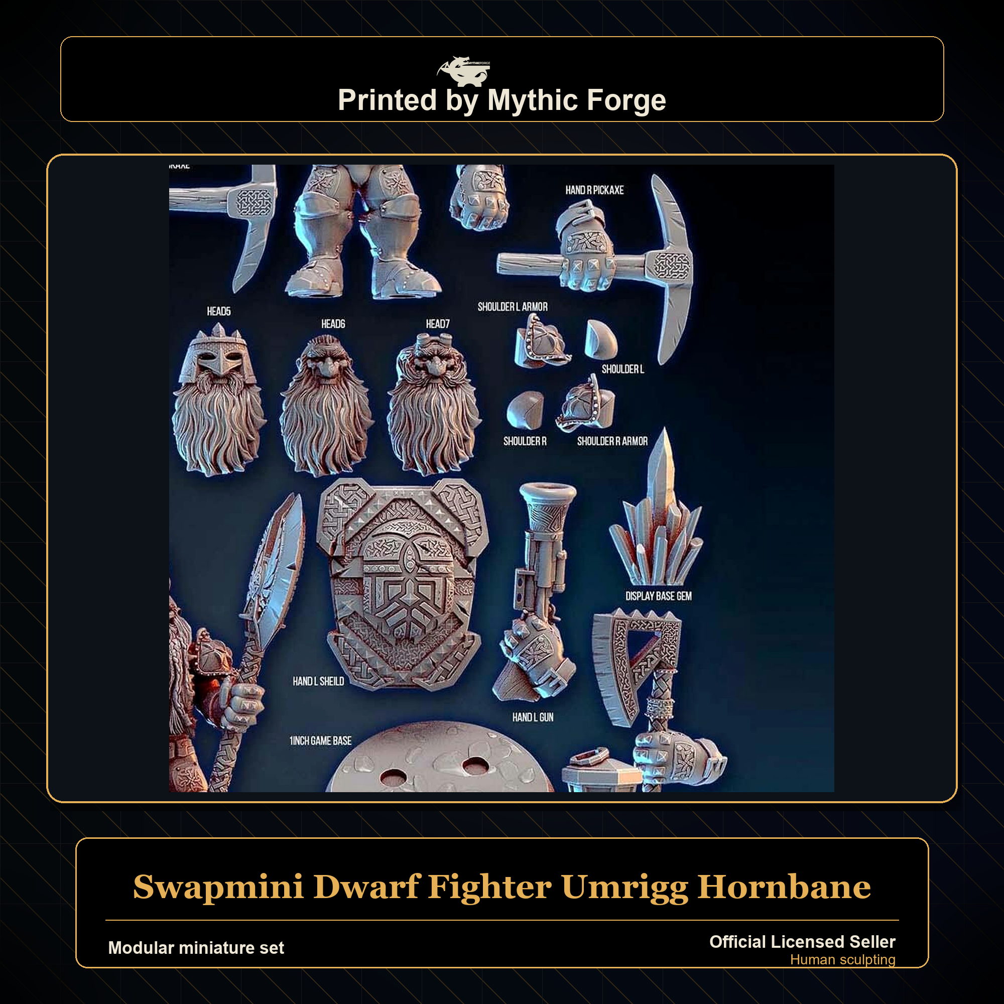 Modular RPG - Swapmini Dwarf Fighter - Umrigg Hornbane - Bundle modular miniature modular miniature set printed by Mythic Forge
