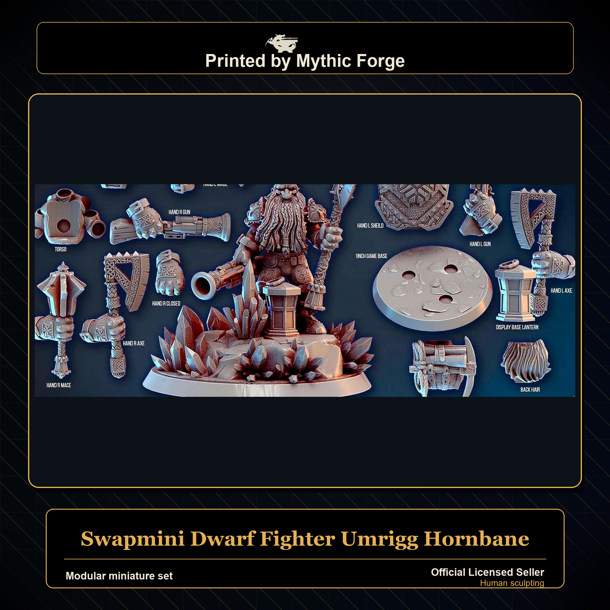 Modular RPG - Swapmini Dwarf Fighter - Umrigg Hornbane - Bundle modular miniature modular miniature set printed by Mythic Forge