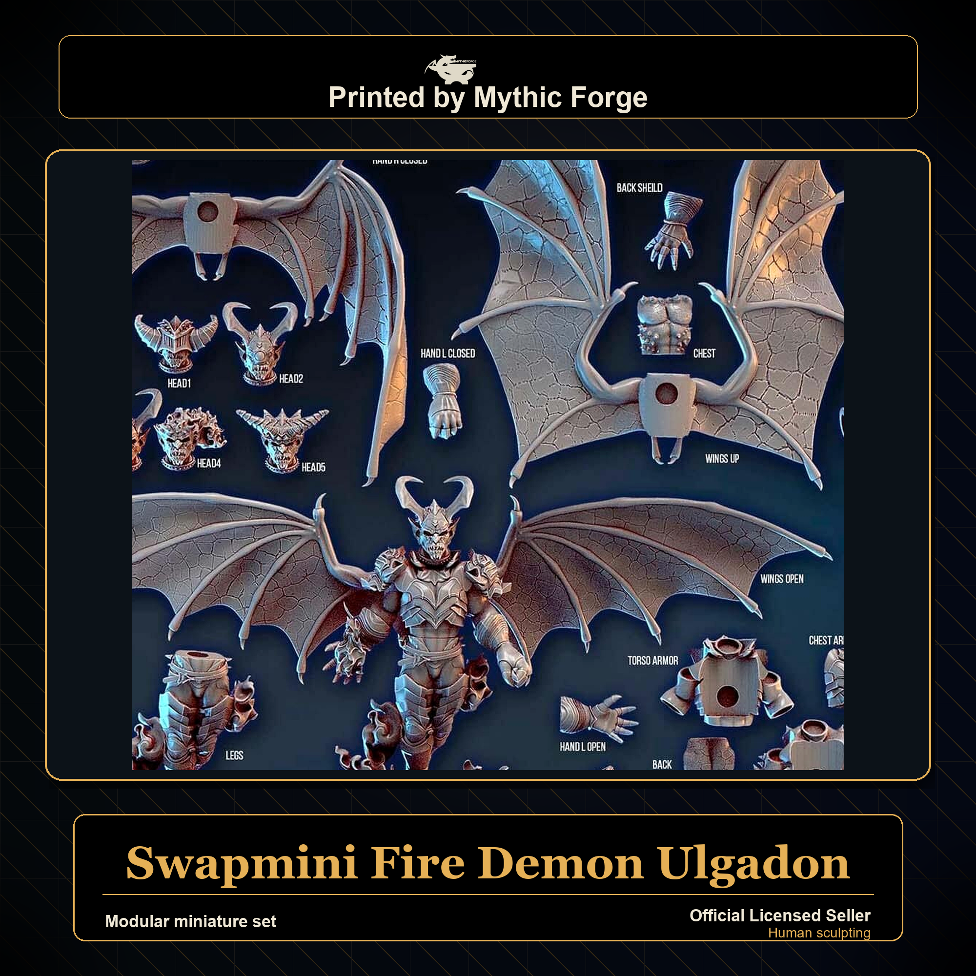 Modular RPG - Swapmini Fire Demon - Ulgadon - Bundle modular miniature modular miniature set printed by Mythic Forge