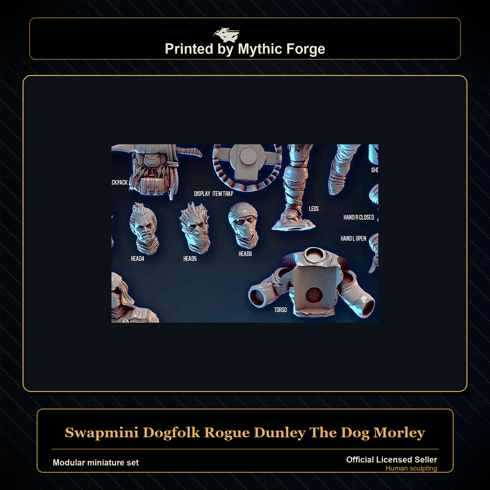 Modular RPG - Swapmini Dogfolk Rogue - Dunley The Dog Morley - Bundle modular miniature modular miniature set printed by Mythic Forge