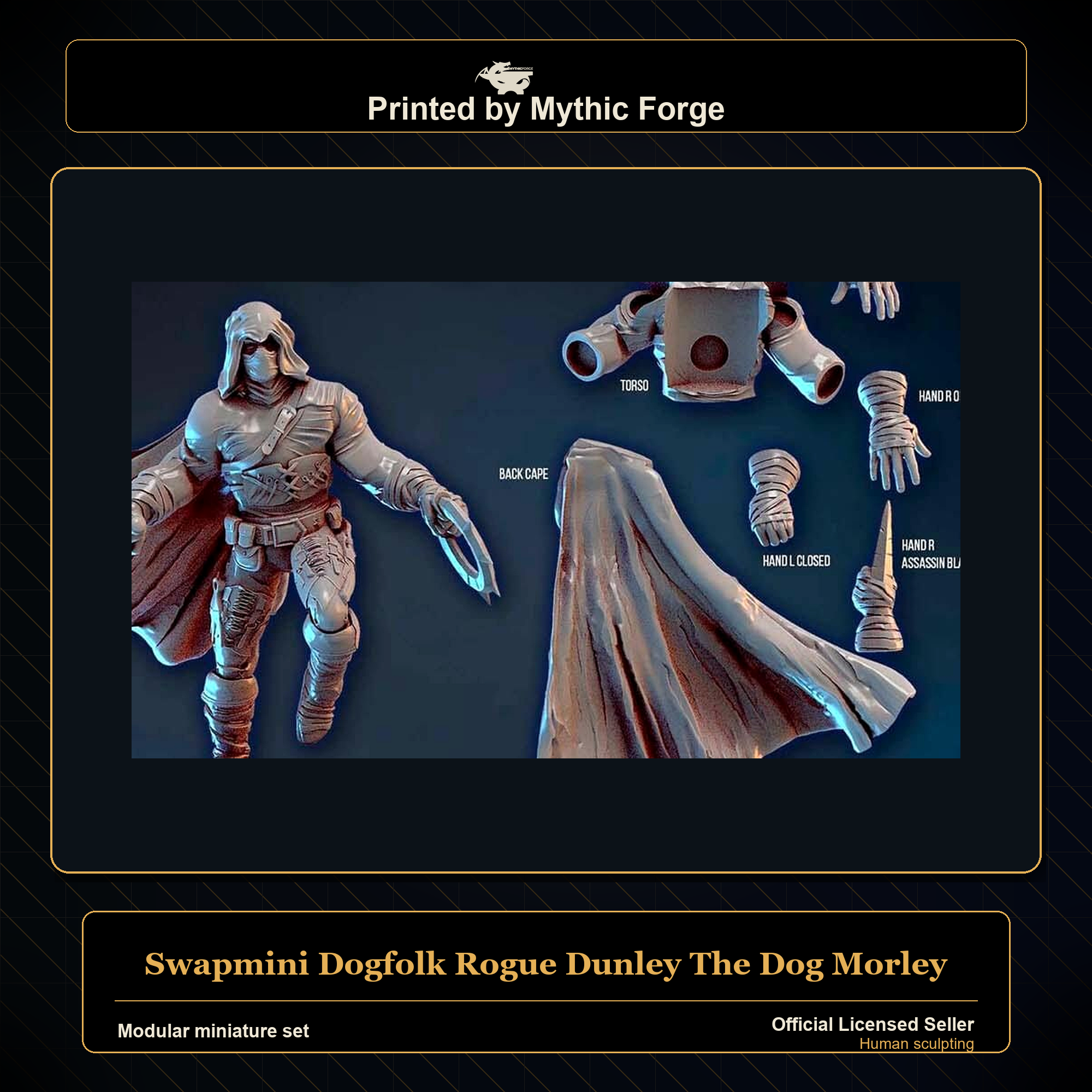 Modular RPG - Swapmini Dogfolk Rogue - Dunley The Dog Morley - Bundle modular miniature modular miniature set printed by Mythic Forge