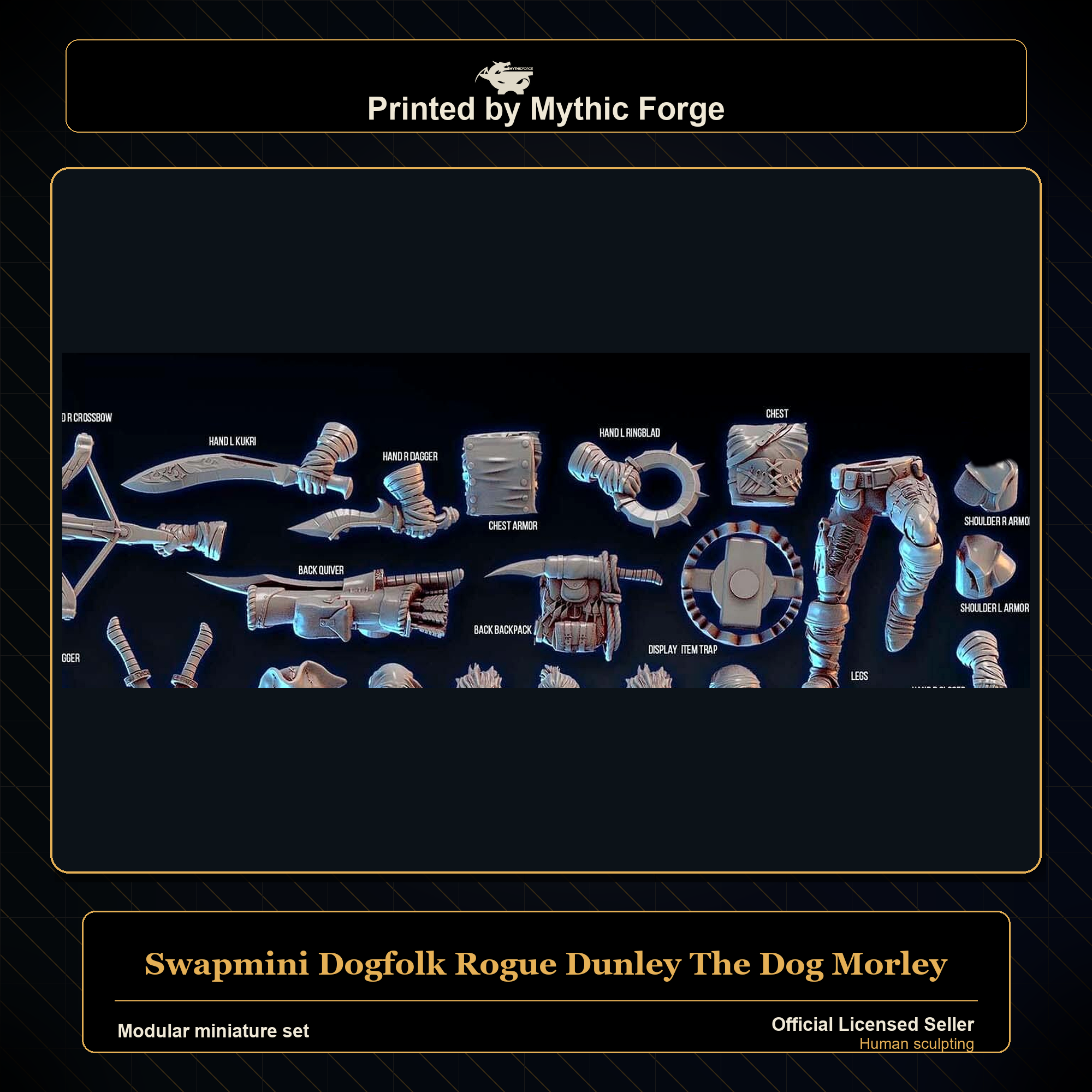 Modular RPG - Swapmini Dogfolk Rogue - Dunley The Dog Morley - Bundle modular miniature modular miniature set printed by Mythic Forge