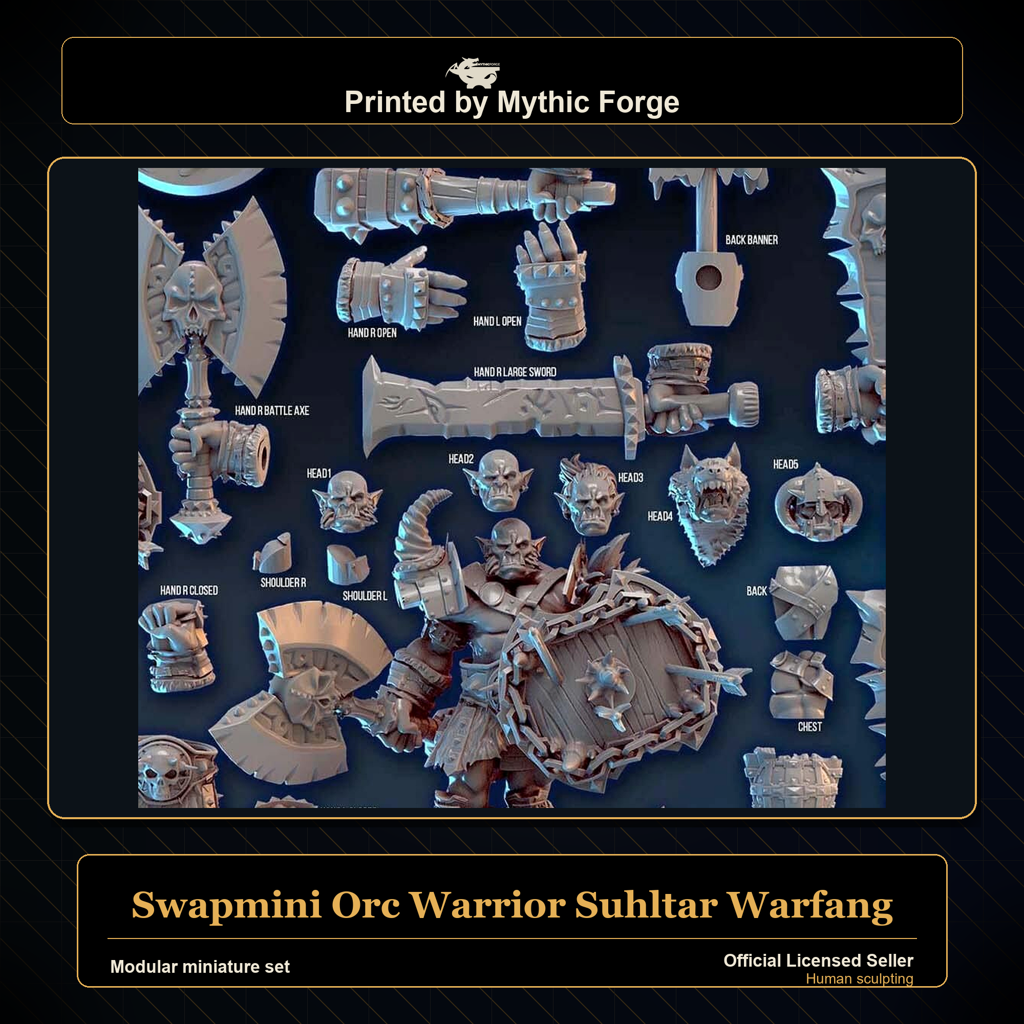Modular RPG - Swapmini Orc Warrior - Suhltar Warfang - Bundle modular miniature modular miniature set printed by Mythic Forge