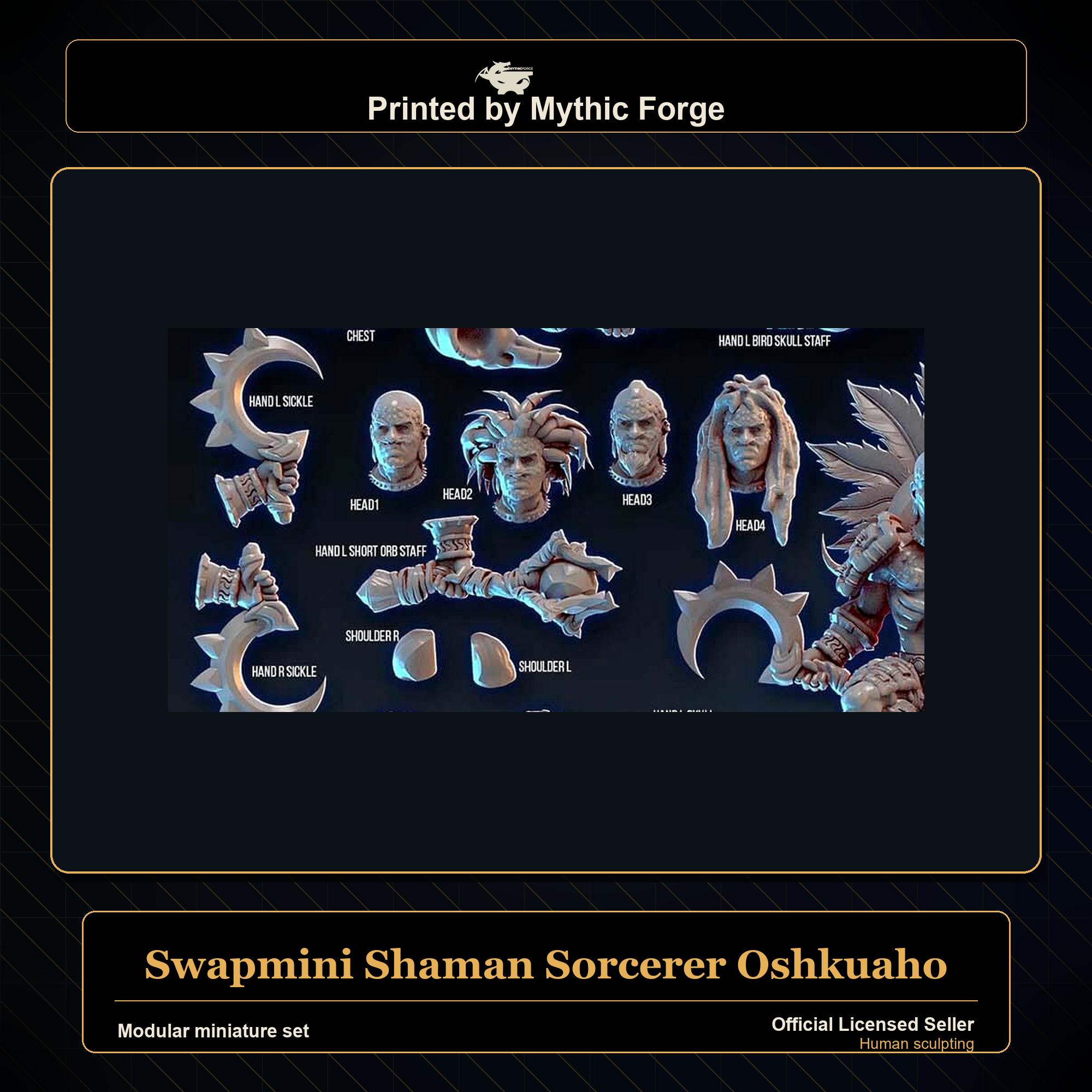 Modular RPG - Swapmini Shaman Sorcerer - Oshkuaho - Bundle modular miniature modular miniature set printed by Mythic Forge