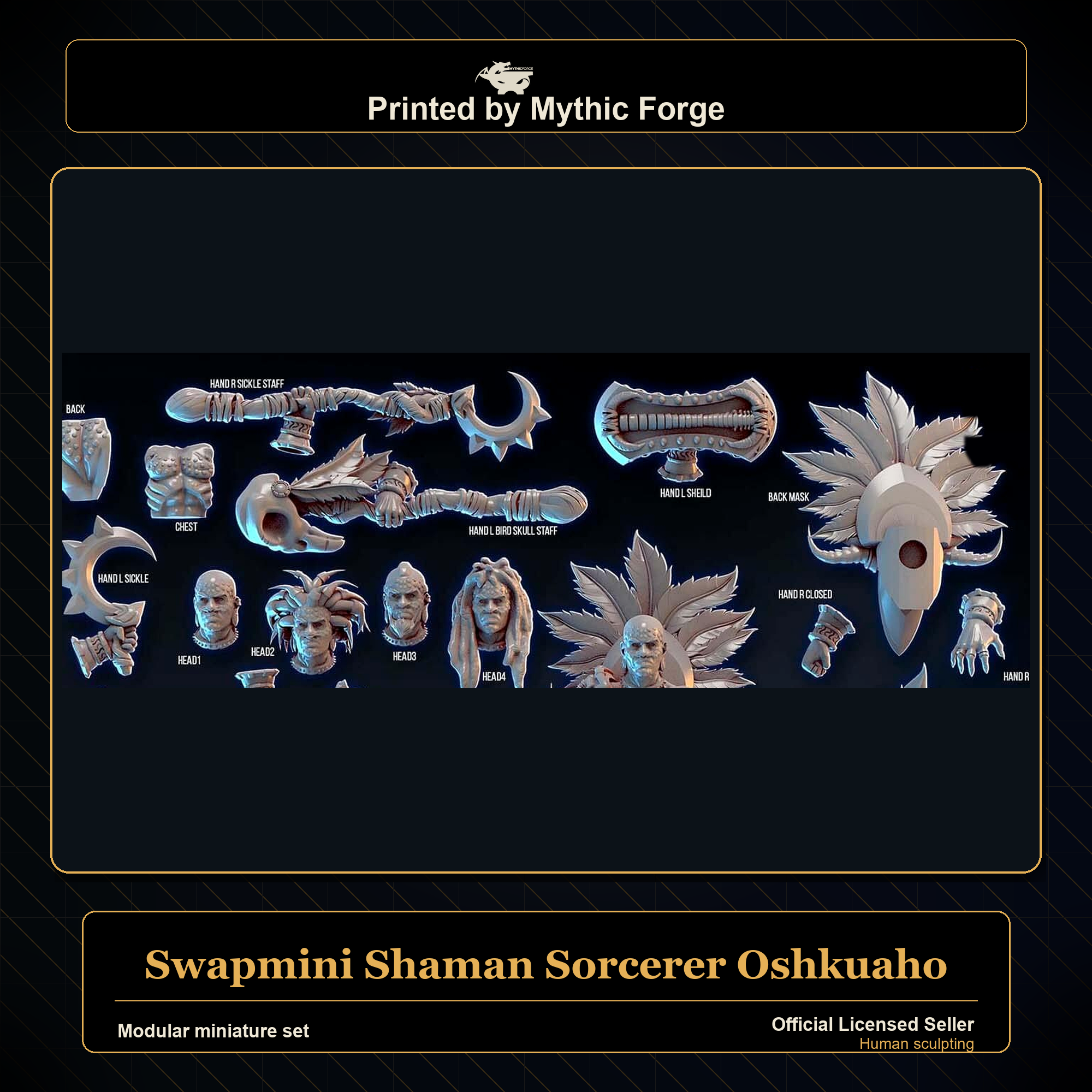 Modular RPG - Swapmini Shaman Sorcerer - Oshkuaho - Bundle modular miniature modular miniature set printed by Mythic Forge