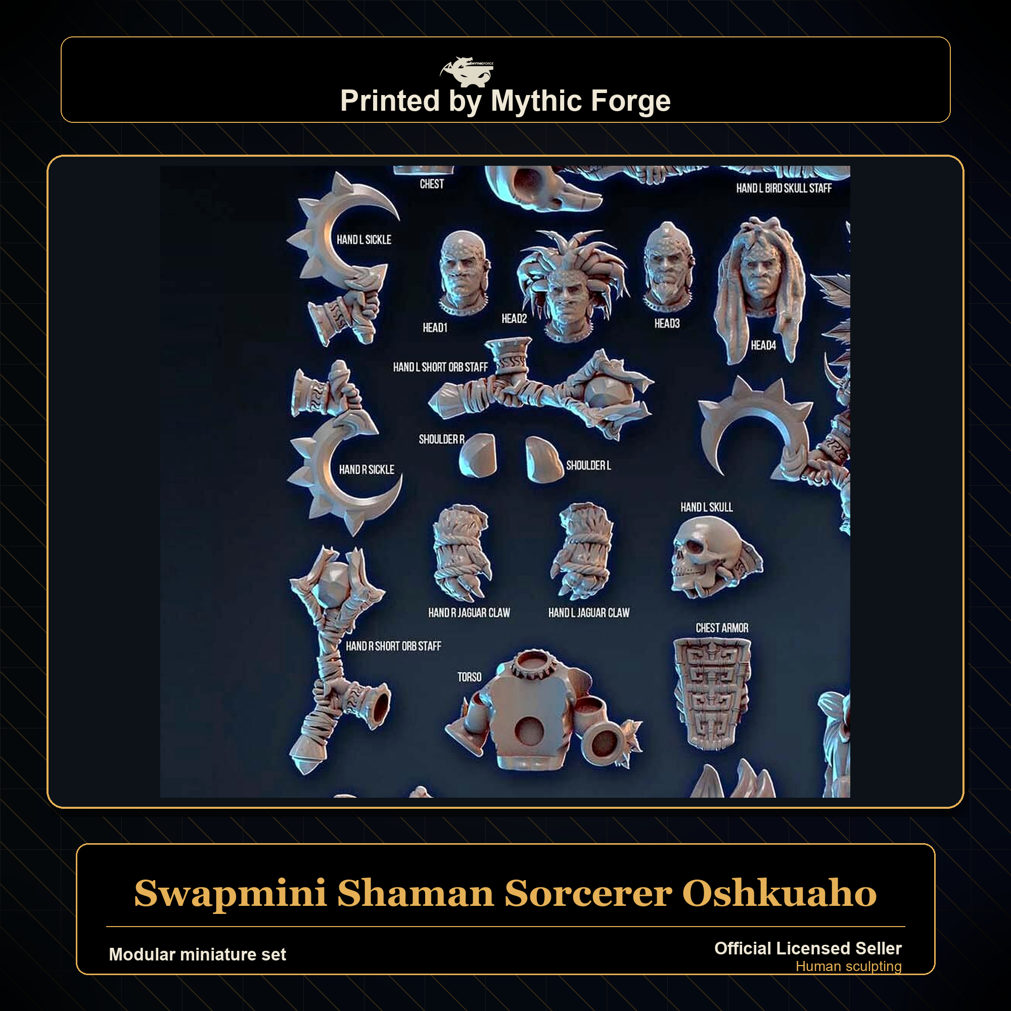 Modular RPG - Swapmini Shaman Sorcerer - Oshkuaho - Bundle modular miniature modular miniature set printed by Mythic Forge