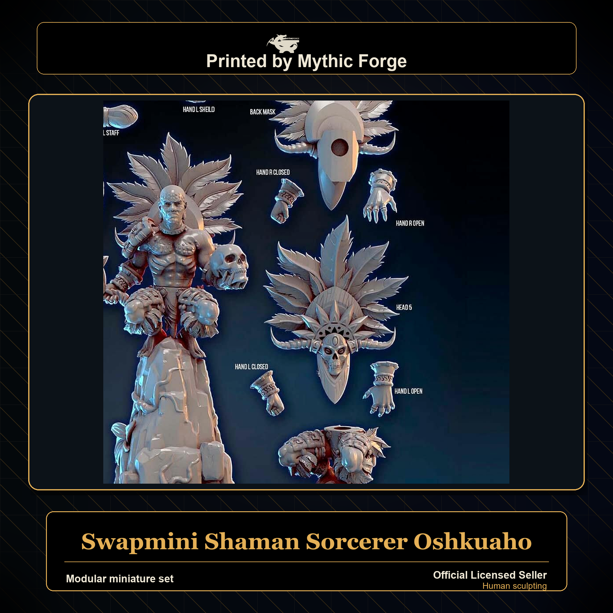 Modular RPG - Swapmini Shaman Sorcerer - Oshkuaho - Bundle modular miniature modular miniature set printed by Mythic Forge