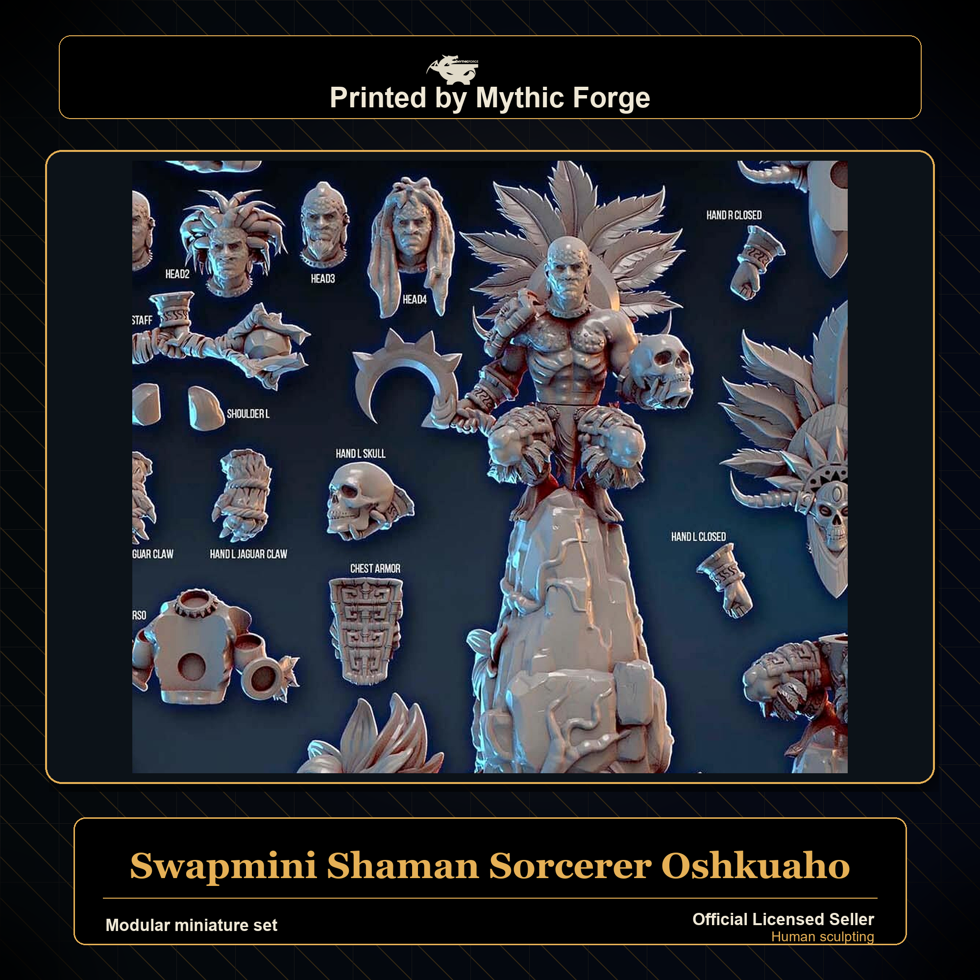 Modular RPG - Swapmini Shaman Sorcerer - Oshkuaho - Bundle modular miniature modular miniature set printed by Mythic Forge