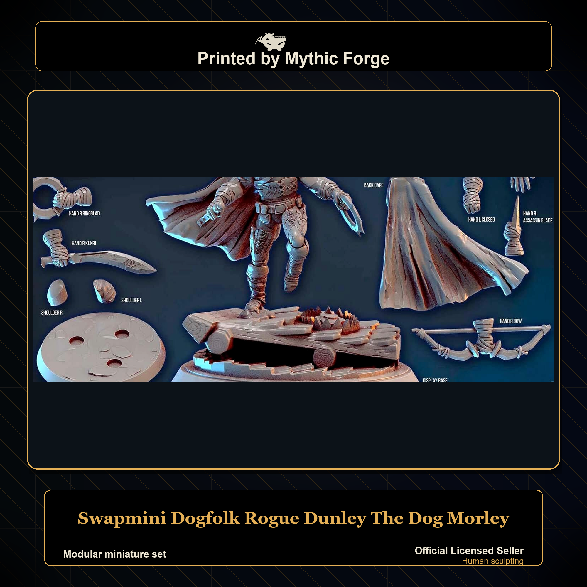 Modular RPG - Swapmini Dogfolk Rogue - Dunley The Dog Morley - Bundle modular miniature modular miniature set printed by Mythic Forge