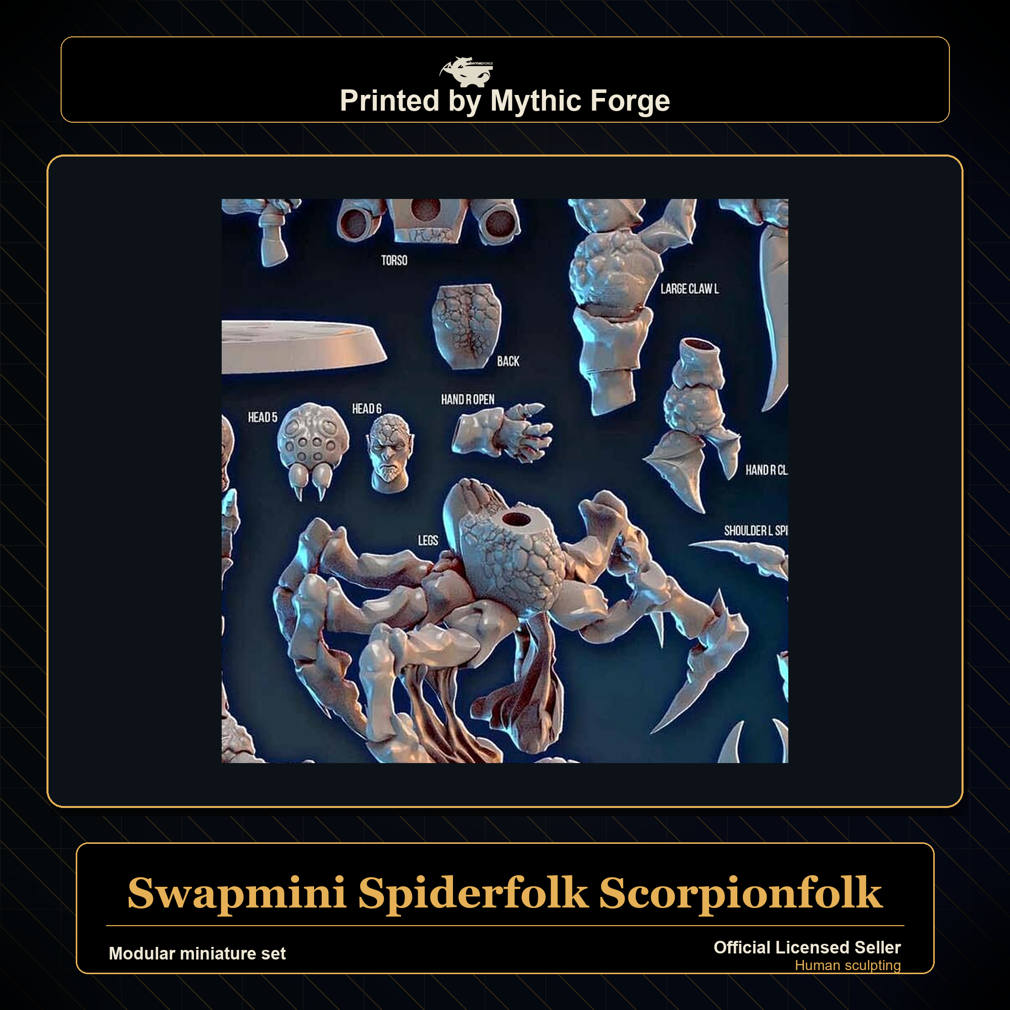 Modular RPG - Swapmini Spiderfolk Scorpionfolk - Bundle modular miniature modular miniature set printed by Mythic Forge