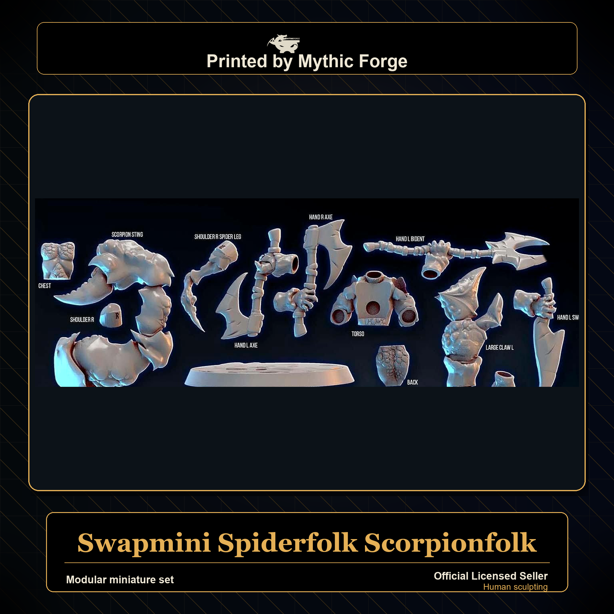 Modular RPG - Swapmini Spiderfolk Scorpionfolk - Bundle modular miniature modular miniature set printed by Mythic Forge