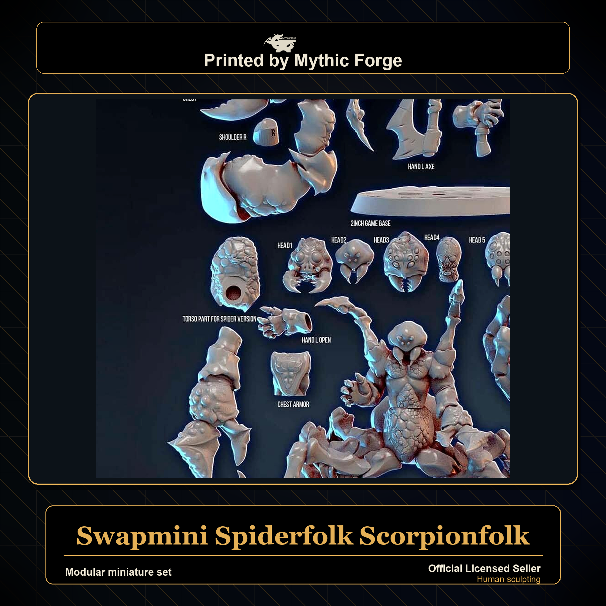 Modular RPG - Swapmini Spiderfolk Scorpionfolk - Bundle modular miniature modular miniature set printed by Mythic Forge