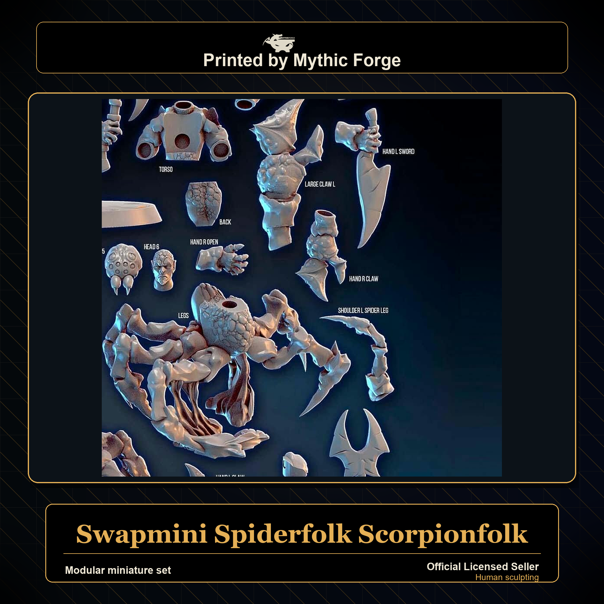 Modular RPG - Swapmini Spiderfolk Scorpionfolk - Bundle modular miniature modular miniature set printed by Mythic Forge
