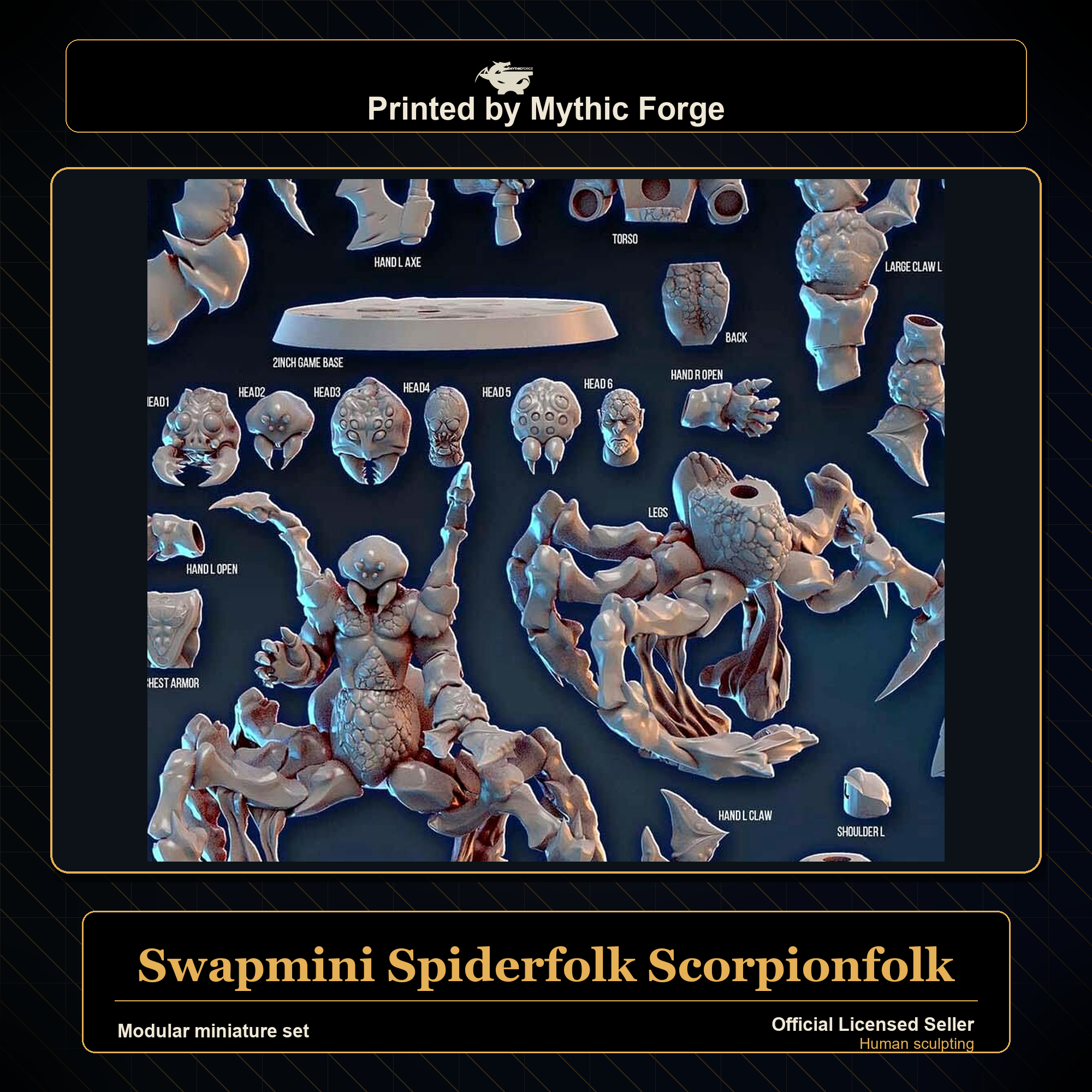 Modular RPG - Swapmini Spiderfolk Scorpionfolk - Bundle modular miniature modular miniature set printed by Mythic Forge
