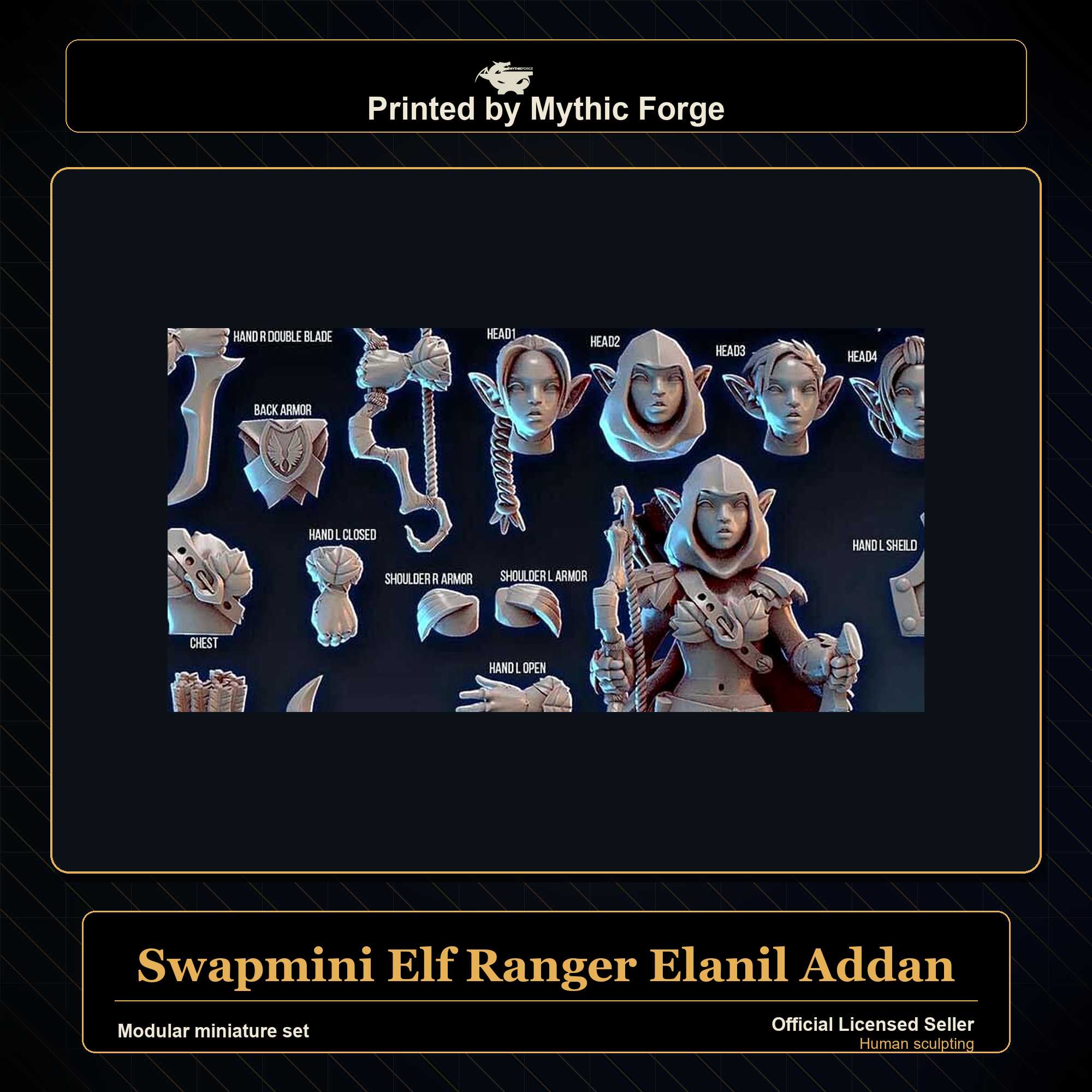 Modular RPG - Swapmini Elf Ranger - Elanil Addan - Bundle modular miniature modular miniature set printed by Mythic Forge