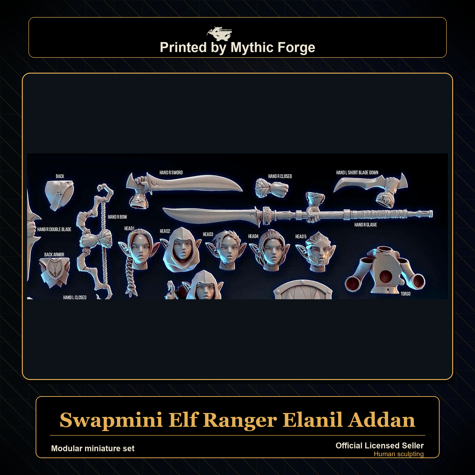 Modular RPG - Swapmini Elf Ranger - Elanil Addan - Bundle modular miniature modular miniature set printed by Mythic Forge