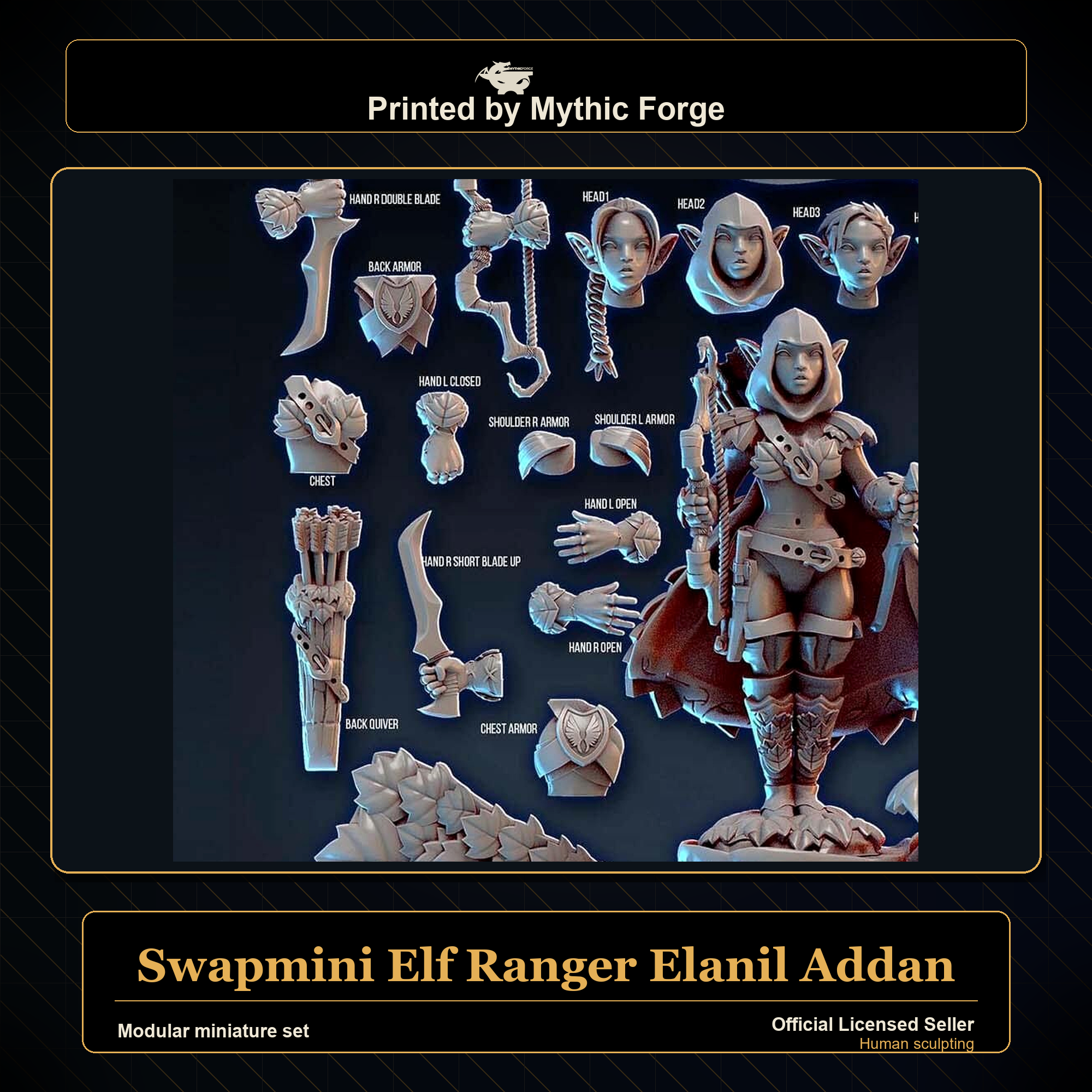 Modular RPG - Swapmini Elf Ranger - Elanil Addan - Bundle modular miniature modular miniature set printed by Mythic Forge