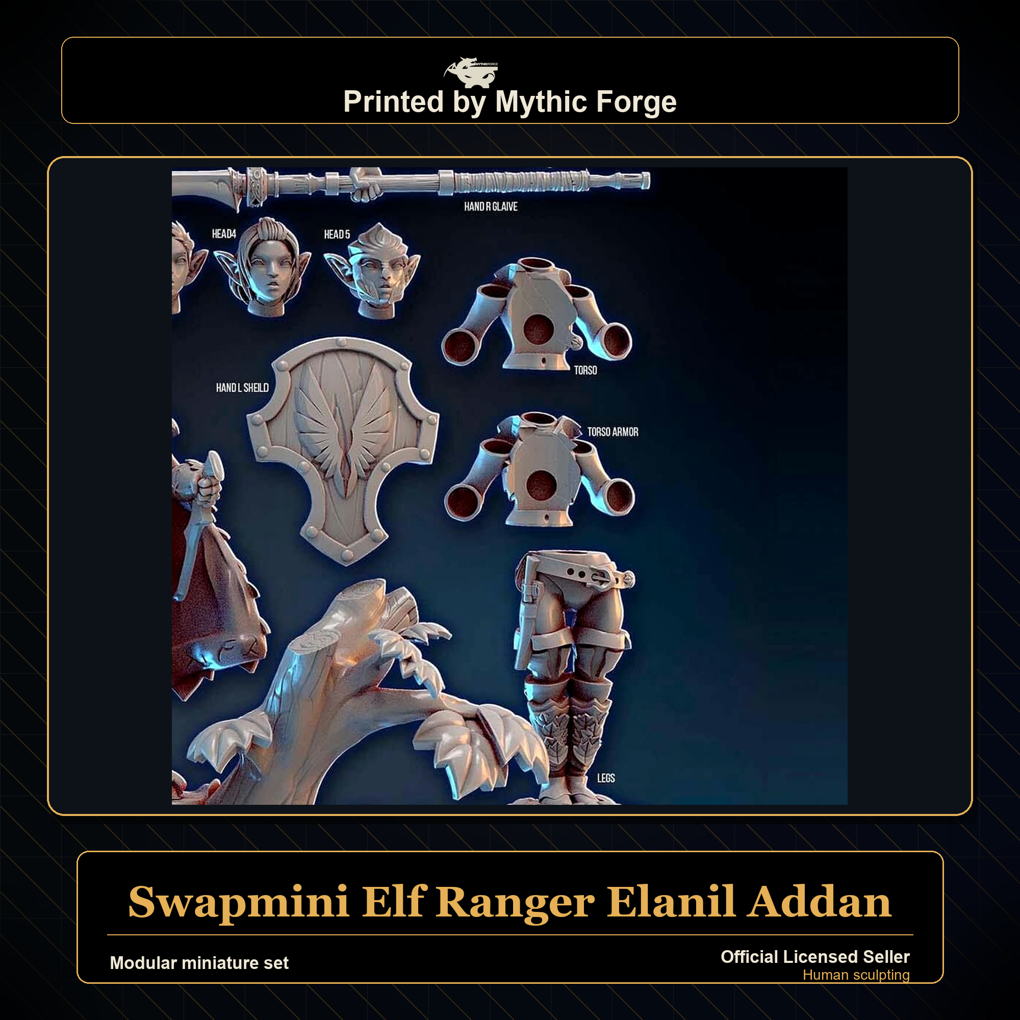 Modular RPG - Swapmini Elf Ranger - Elanil Addan - Bundle modular miniature modular miniature set printed by Mythic Forge