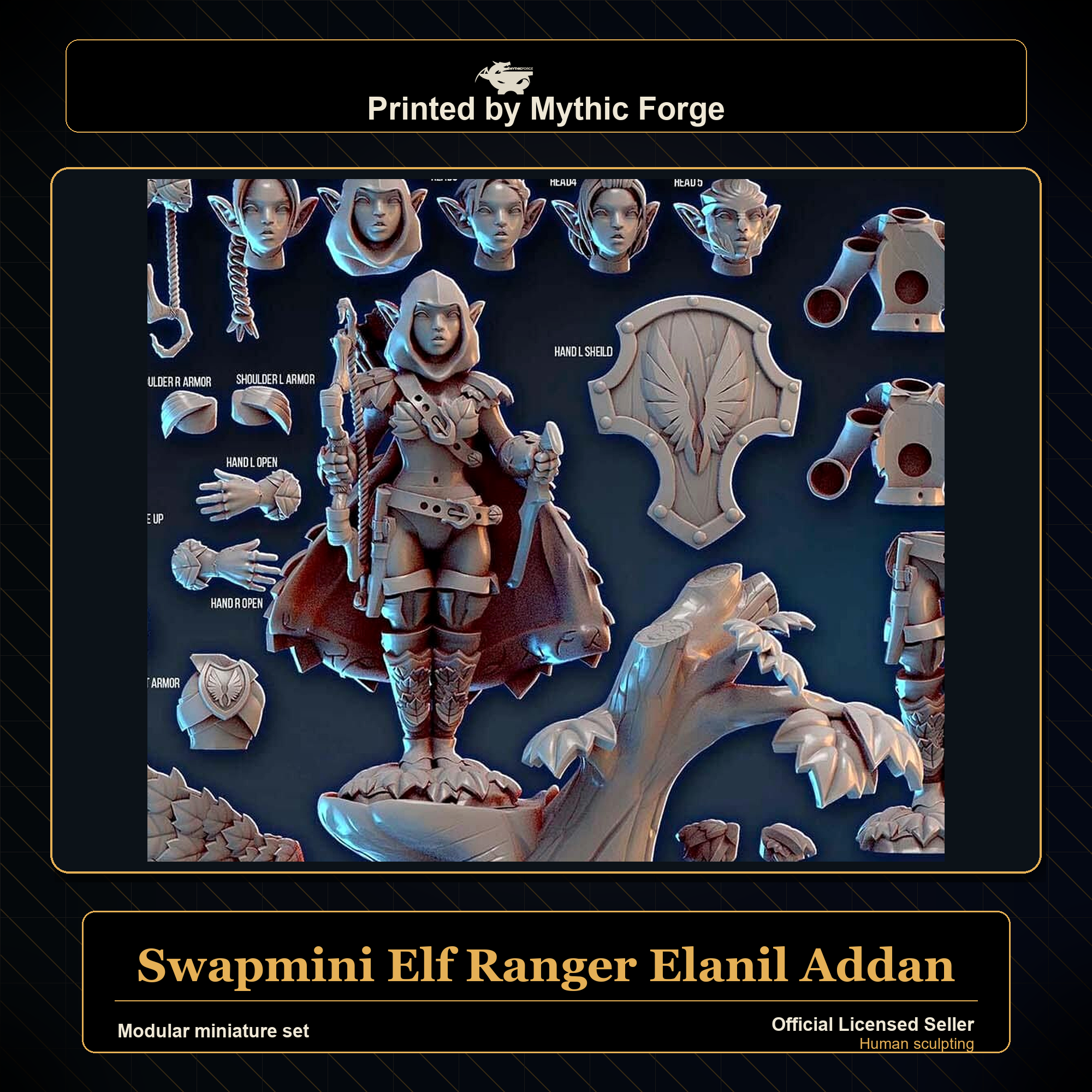 Modular RPG - Swapmini Elf Ranger - Elanil Addan - Bundle modular miniature modular miniature set printed by Mythic Forge