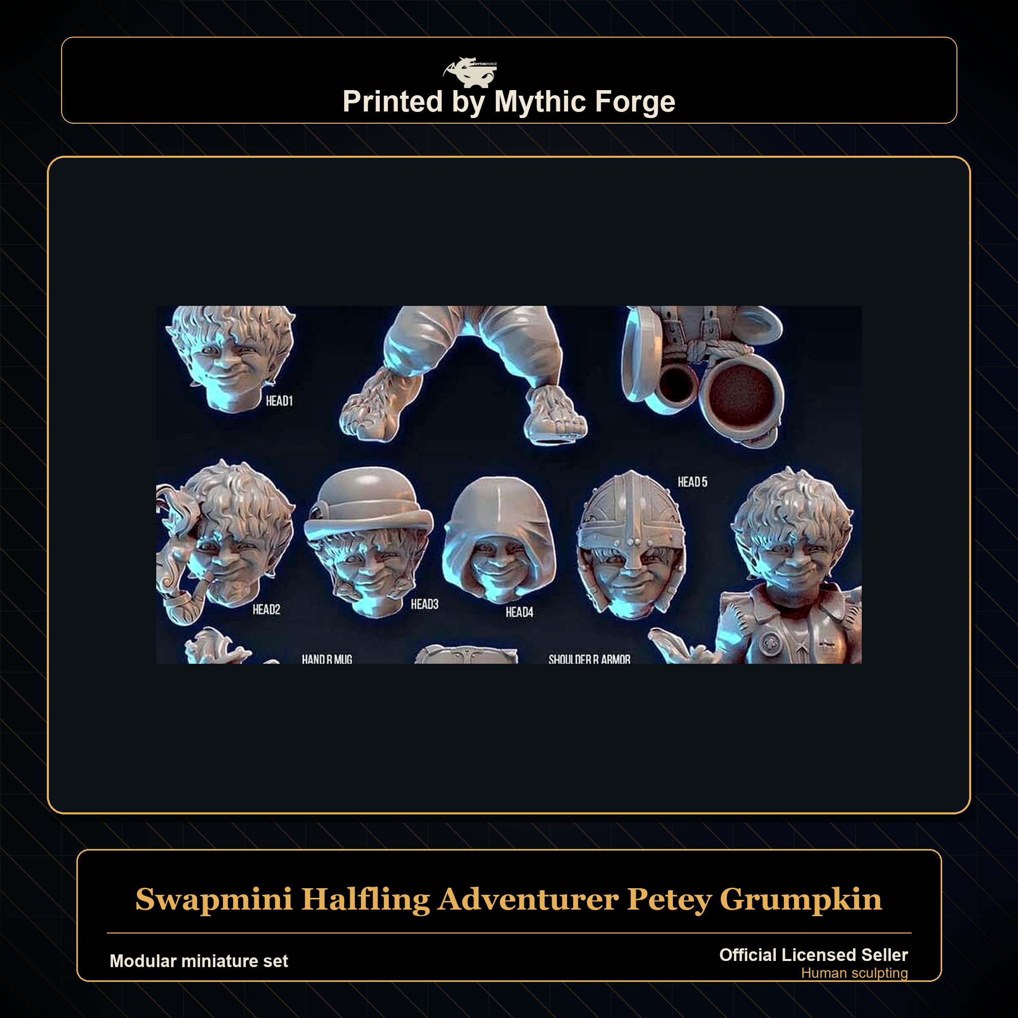 Modular RPG - Swapmini Halfling Adventurer - Petey Grumpkin - Bundle modular miniature modular miniature set printed by Mythic Forge