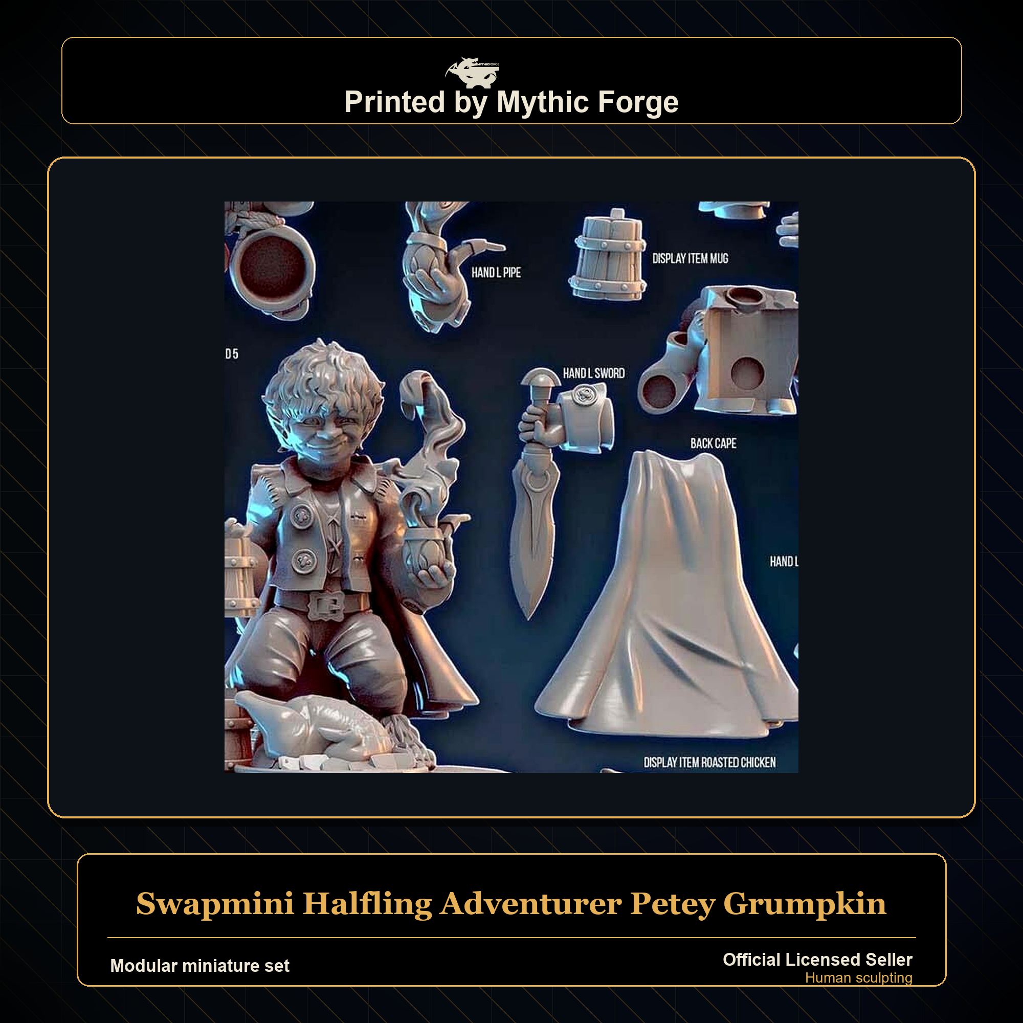 Modular RPG - Swapmini Halfling Adventurer - Petey Grumpkin - Bundle modular miniature modular miniature set printed by Mythic Forge