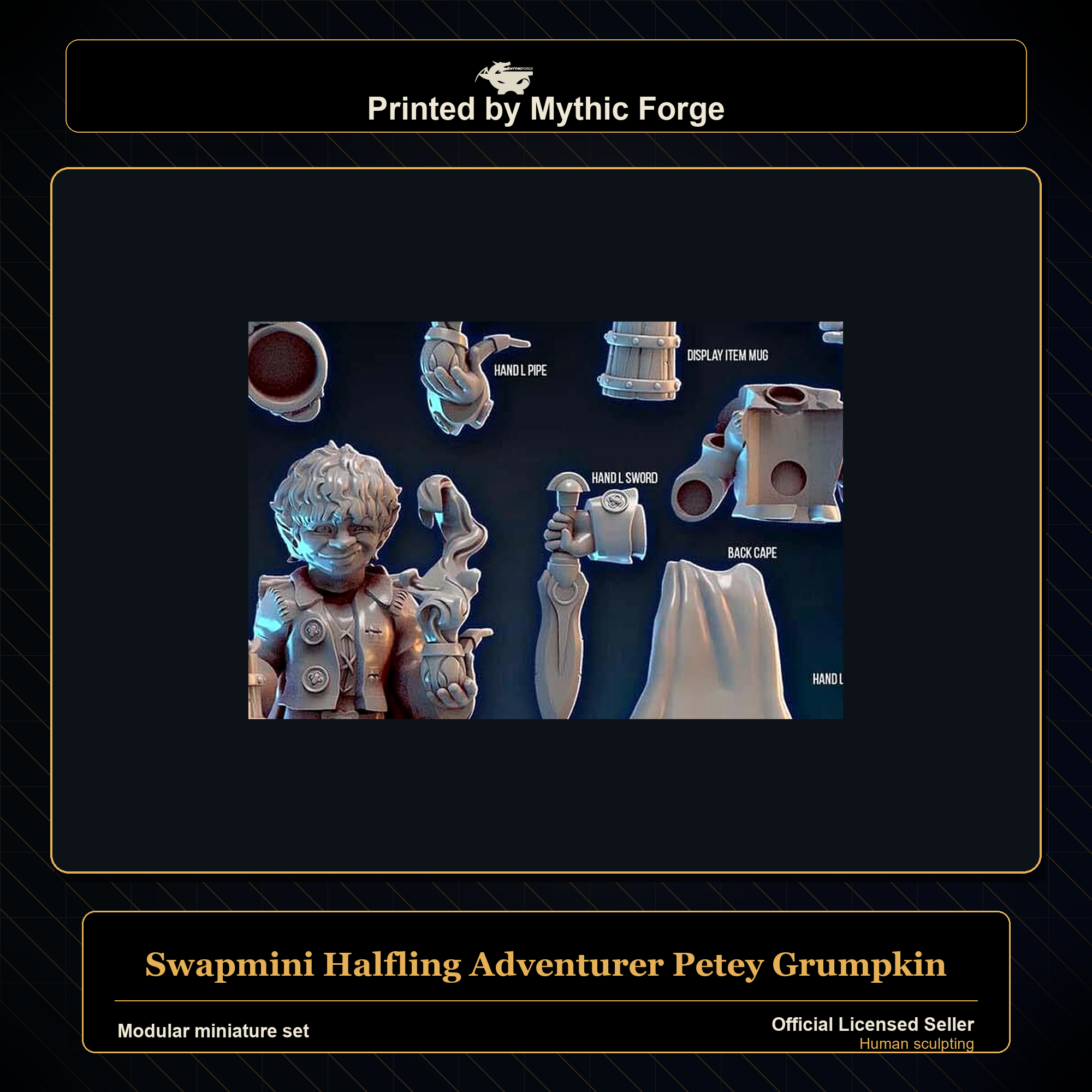 Modular RPG - Swapmini Halfling Adventurer - Petey Grumpkin - Bundle modular miniature modular miniature set printed by Mythic Forge