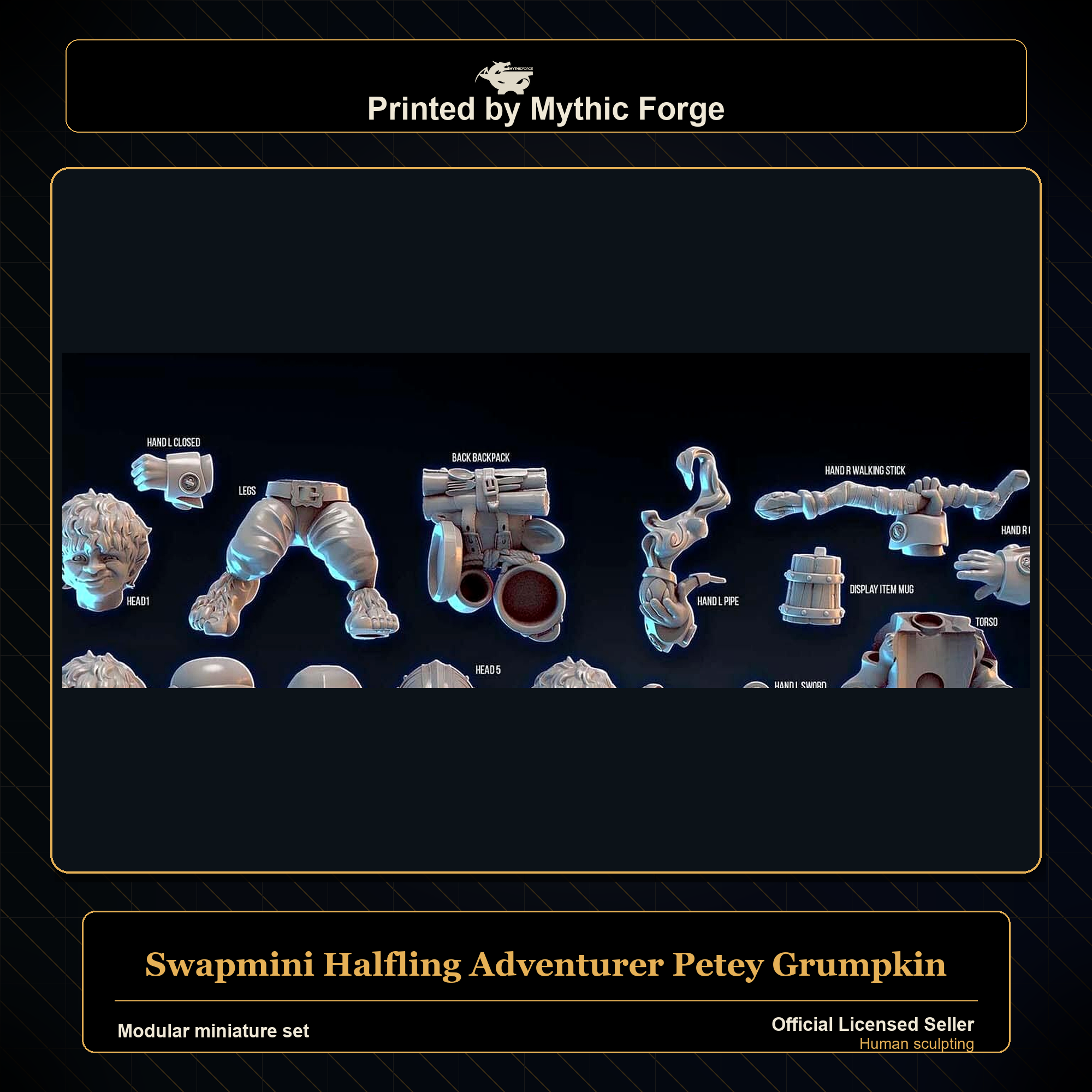 Modular RPG - Swapmini Halfling Adventurer - Petey Grumpkin - Bundle modular miniature modular miniature set printed by Mythic Forge