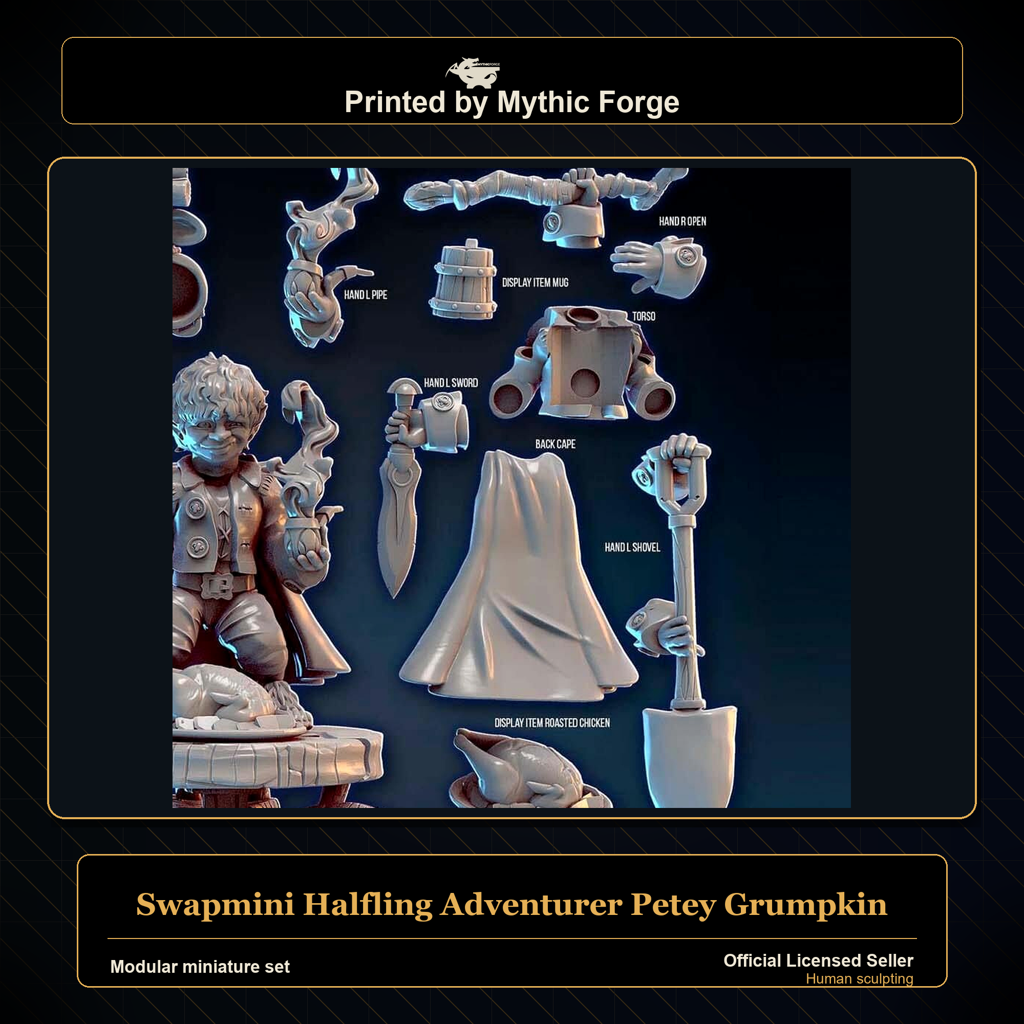 Modular RPG - Swapmini Halfling Adventurer - Petey Grumpkin - Bundle modular miniature modular miniature set printed by Mythic Forge