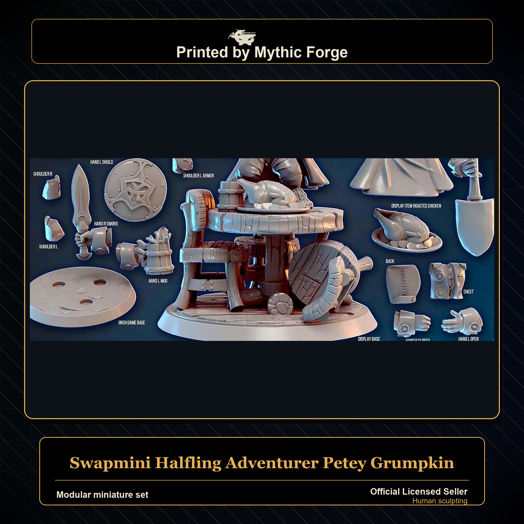 Modular RPG - Swapmini Halfling Adventurer - Petey Grumpkin - Bundle modular miniature modular miniature set printed by Mythic Forge